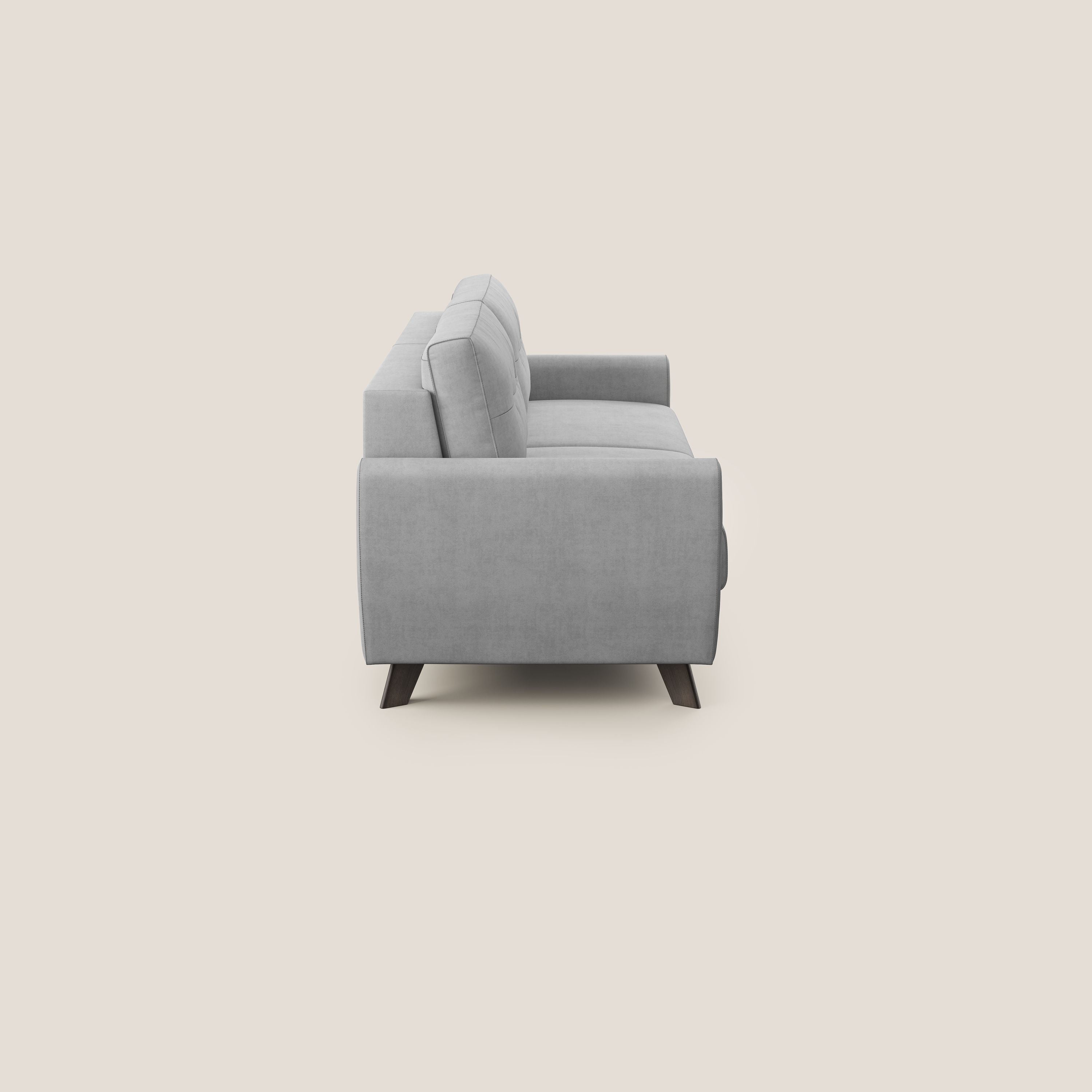 Callisto Divano letto matrimoniale in tessuto morbido impermeabile T02 grigio chiaro - divani.store