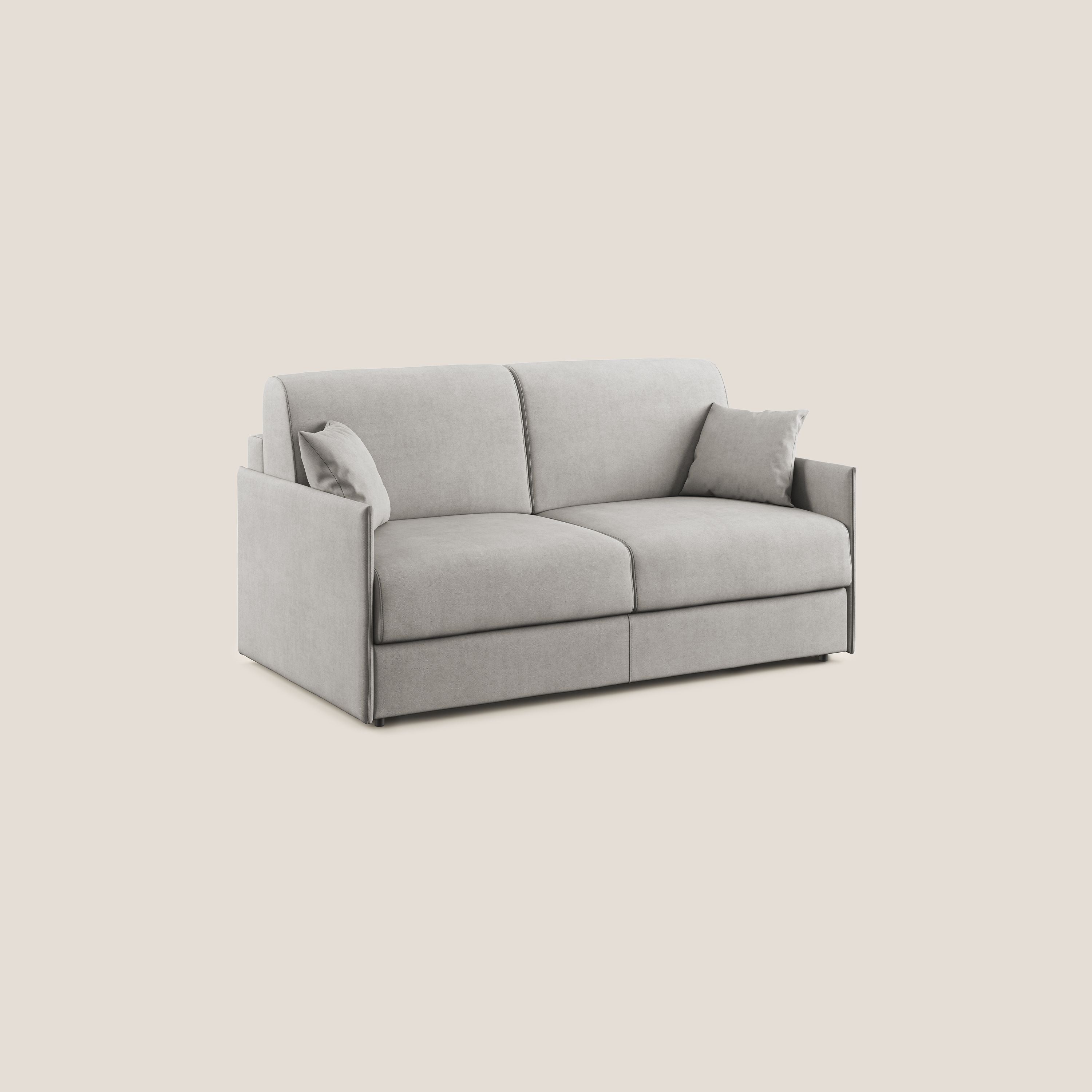 Evans Divano letto in morbido tessuto impermeabile T02 grigio chiaro - divani.store