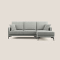 Saturno divano angolare moderno in tessuto morbido impermeabile T03 grigio chiaro - divani.store