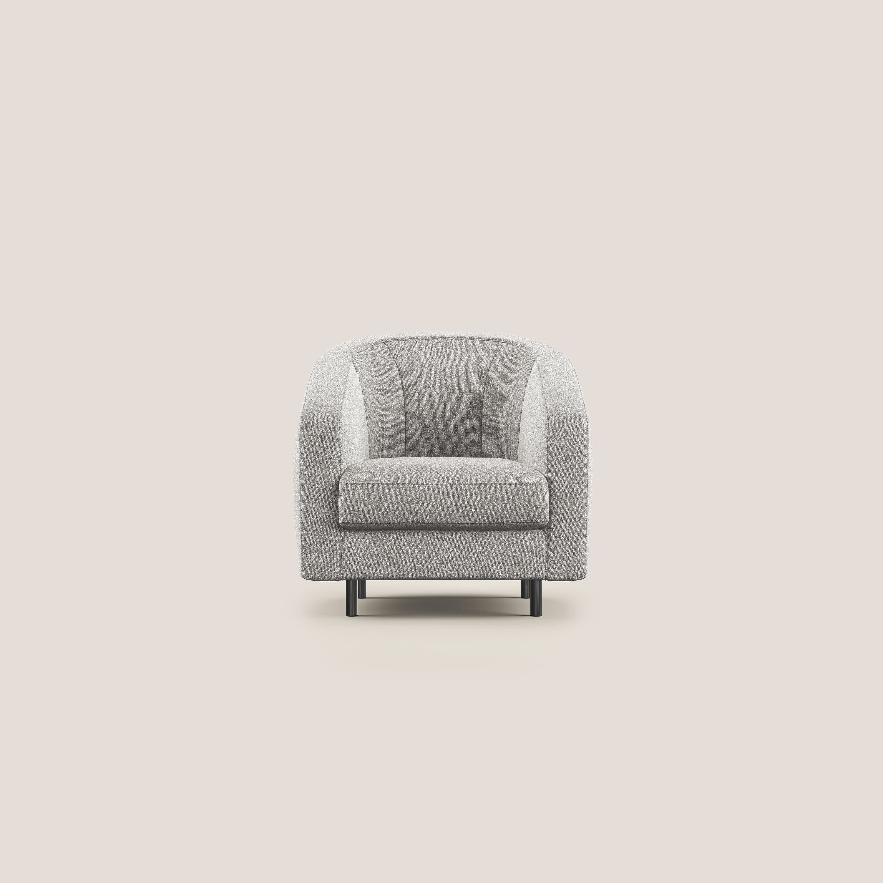 Pandora Poltroncina in morbido tessuto bouclé impermeabile T07 grigio - divani.store