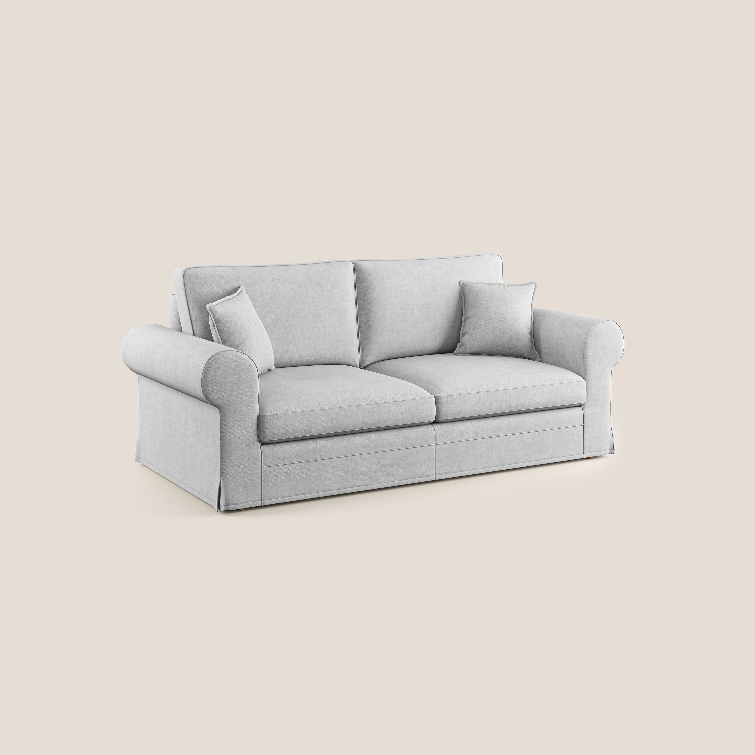 Lady divano classico in piuma d'oca realizzato con tessuto impermeabile T02 grigio chiaro - divani.store