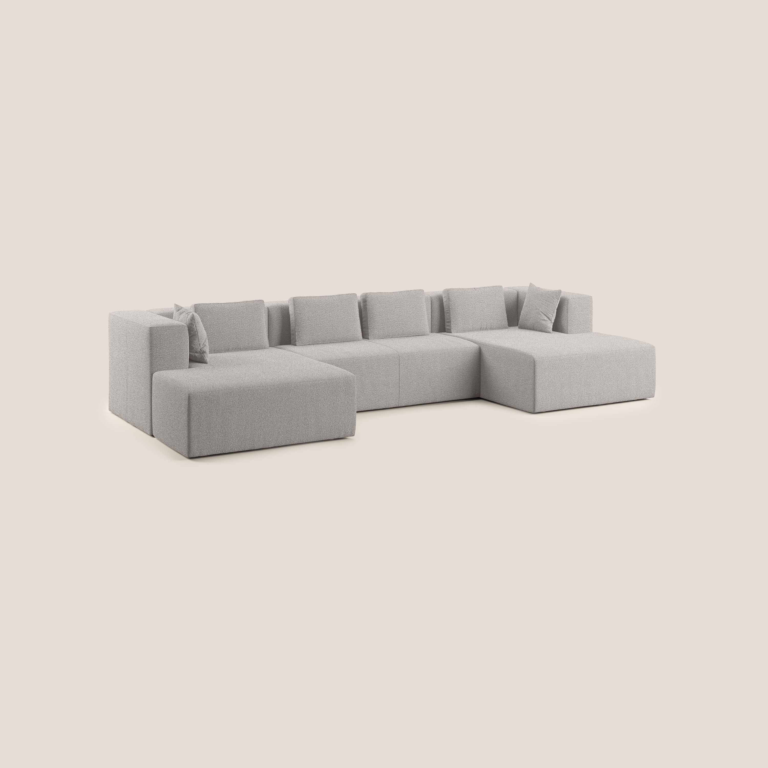 Nettuno divano panoramico in morbido tessuto bouclè T07 grigio - divani.store