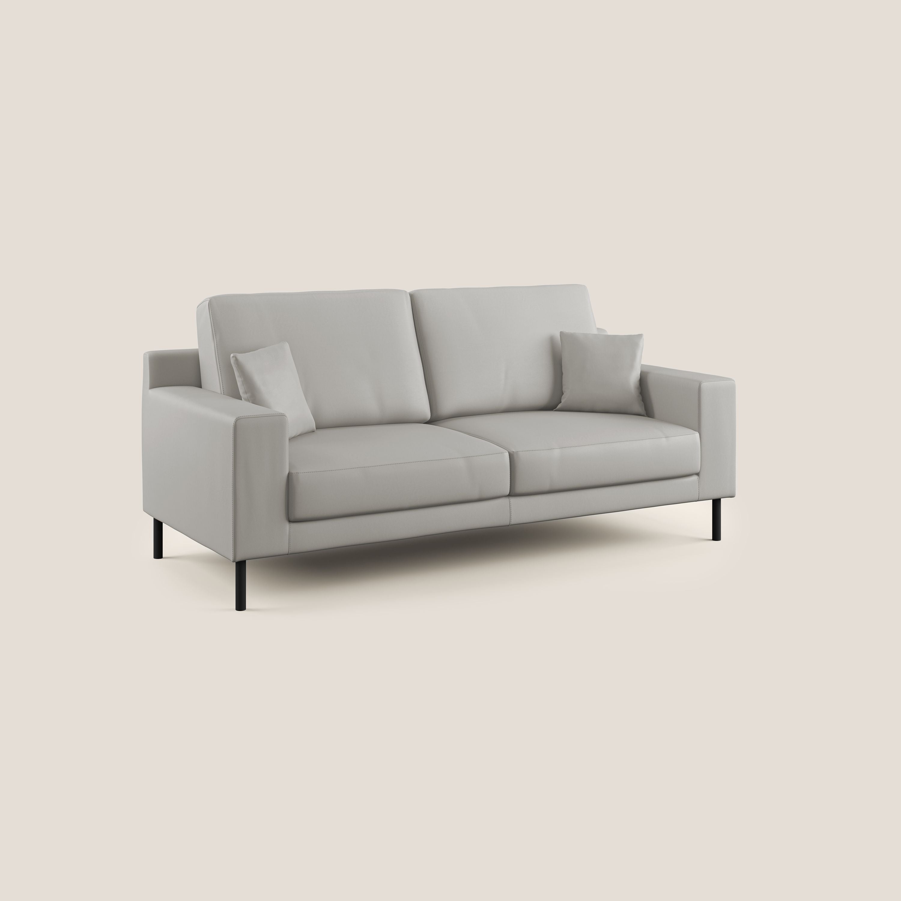 Uranio divano moderno lineare in Ecopelle impermeabile T04 grigio chiaro - divani.store