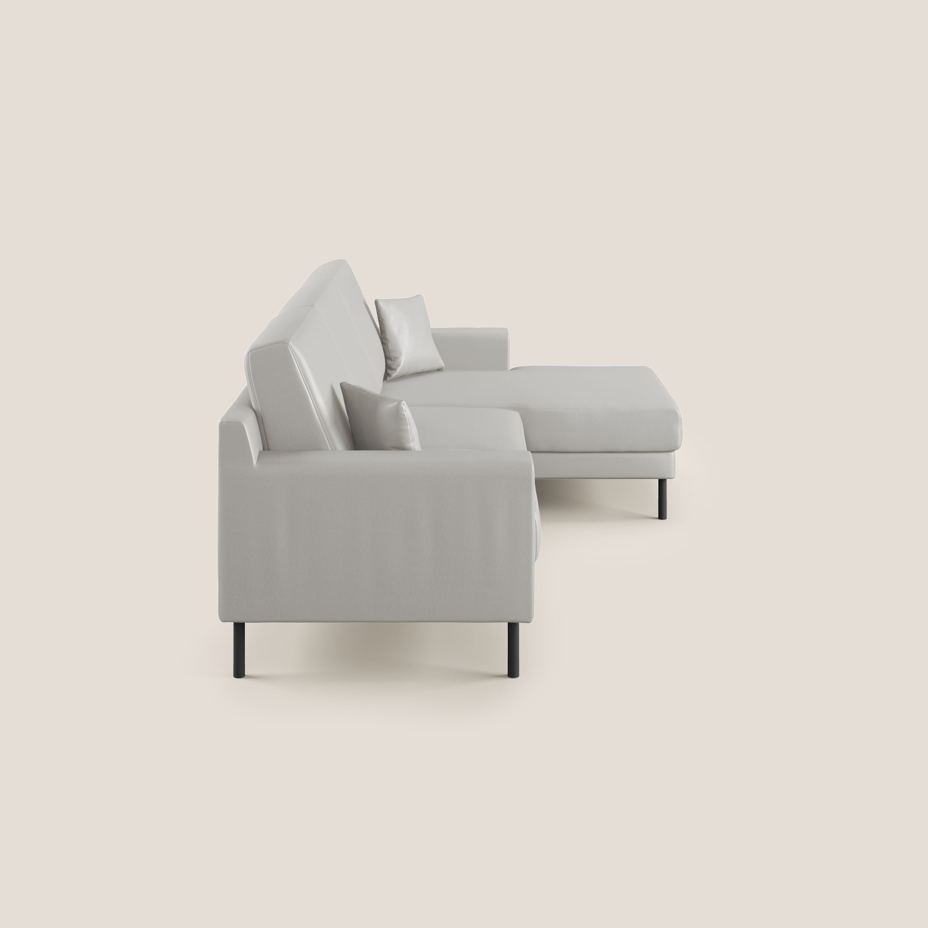 Uranio divano angolare moderno REVERSIBILE in Ecopelle impermeabile T04 grigio chiaro - divani.store