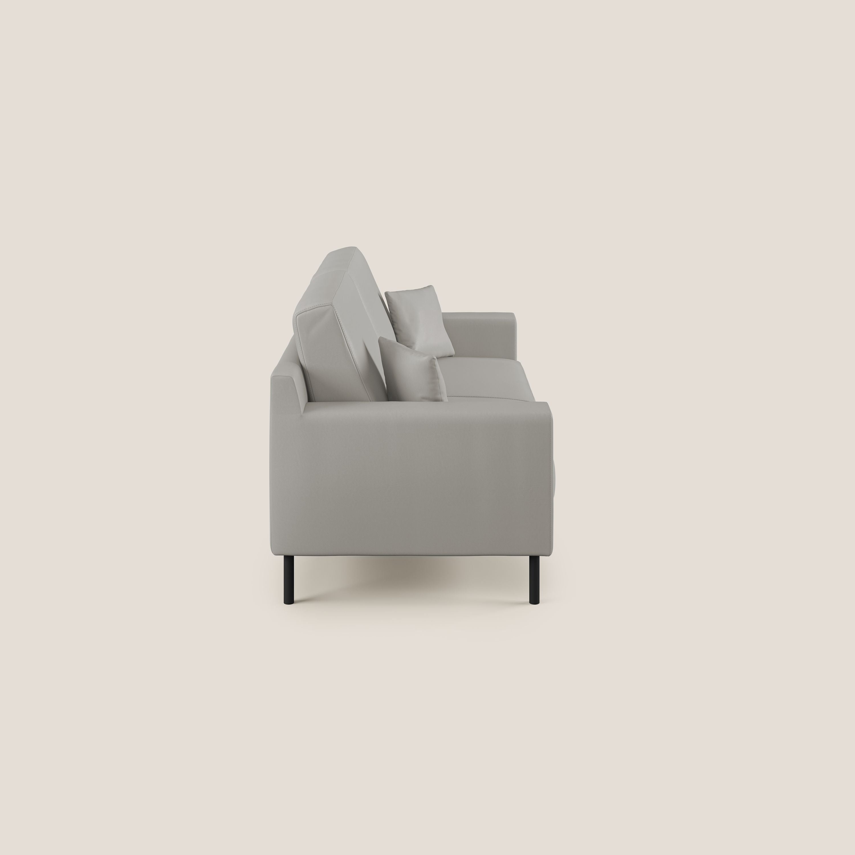 Uranio divano moderno lineare in Ecopelle impermeabile T04 grigio chiaro - divani.store