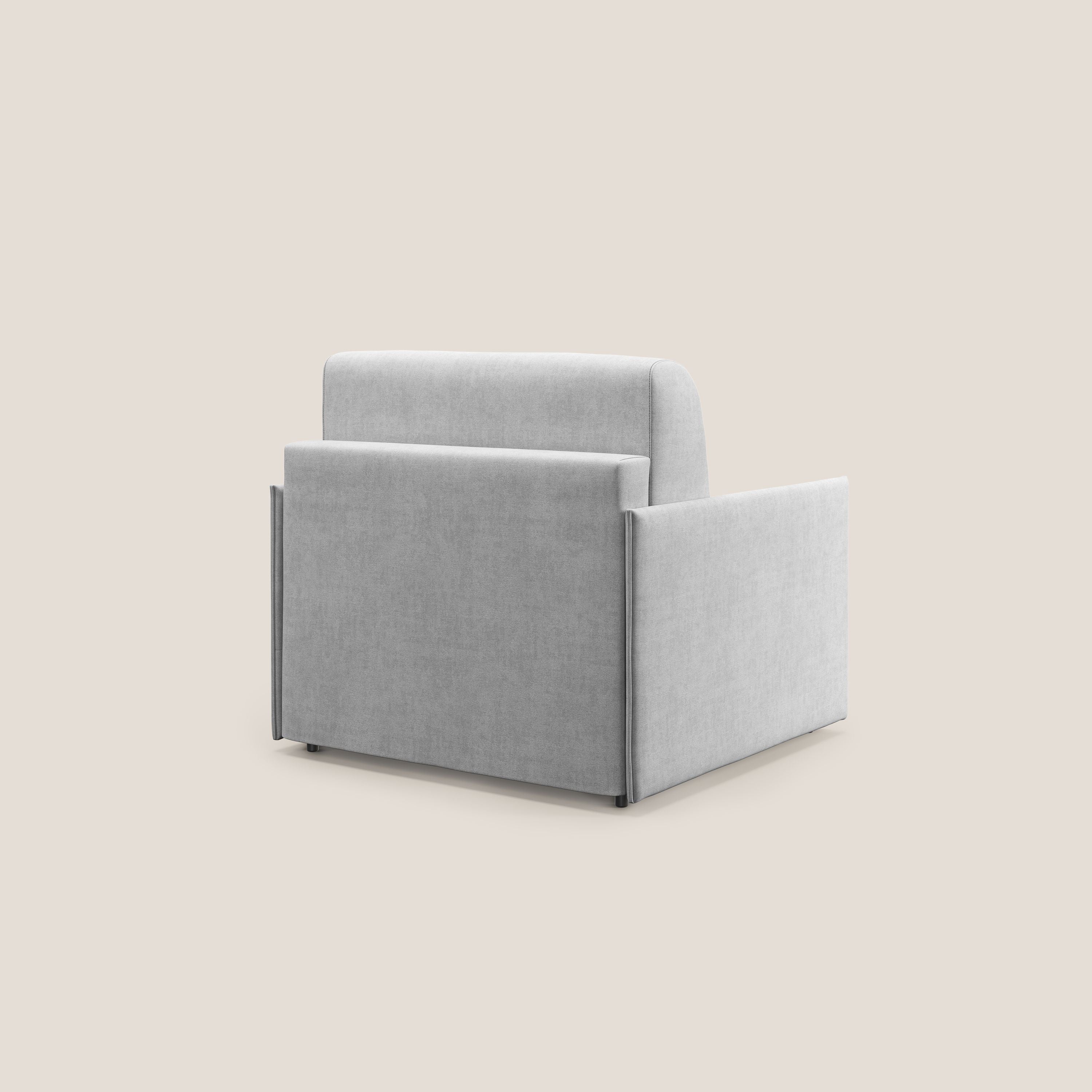 Evans poltrona letto in morbido tessuto impermeabile T02 grigio chiaro - divani.store