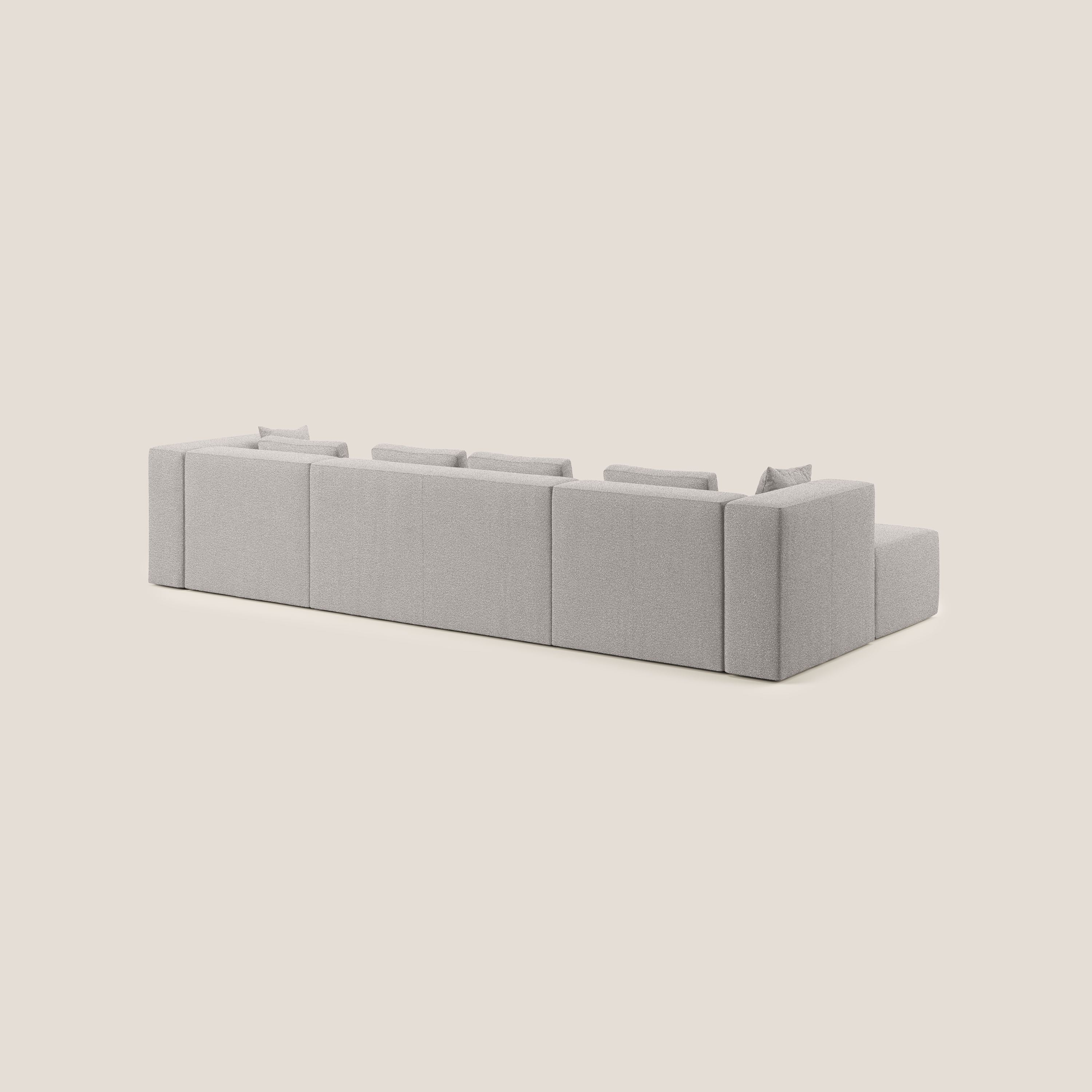 Nettuno divano panoramico in morbido tessuto bouclè T07 grigio - divani.store