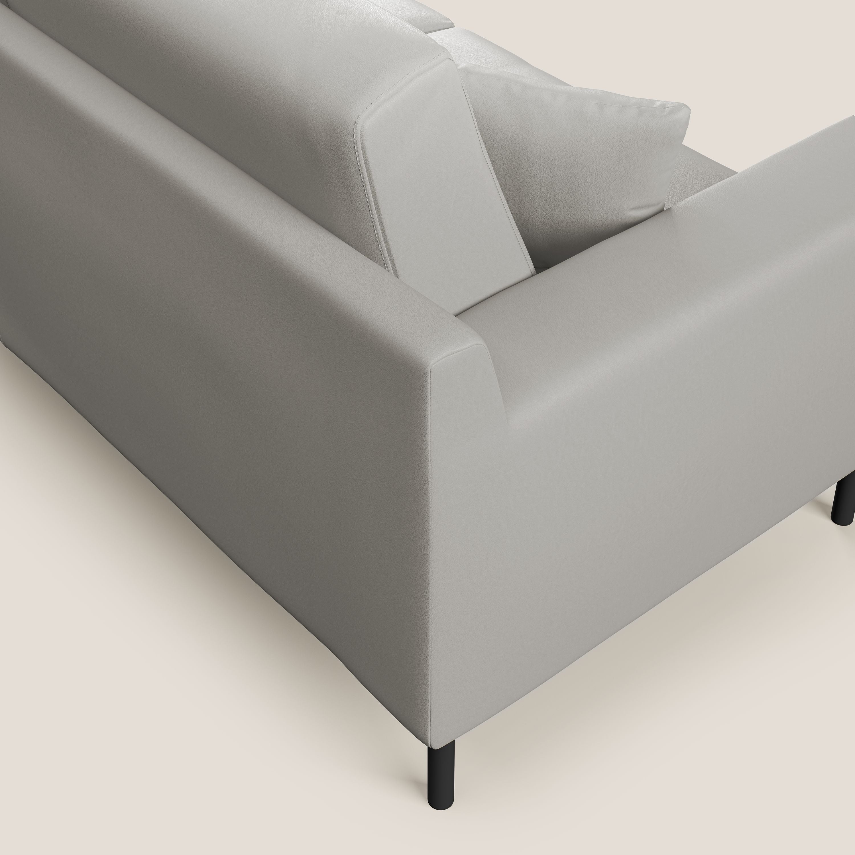 Uranio divano angolare moderno REVERSIBILE in Ecopelle impermeabile T04 grigio chiaro - divani.store