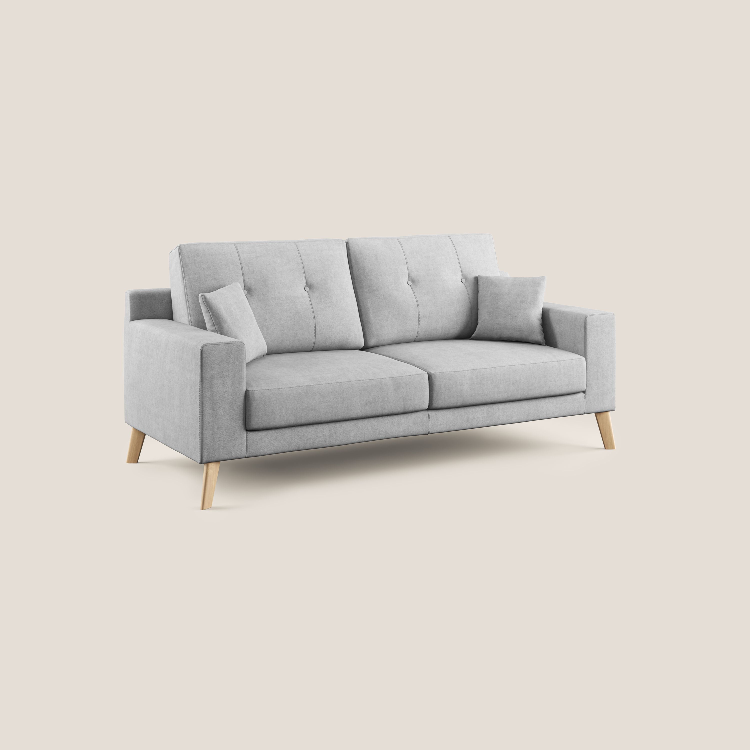 Danish divano moderno in tessuto morbido impermeabile T02 grigio chiaro - divani.store