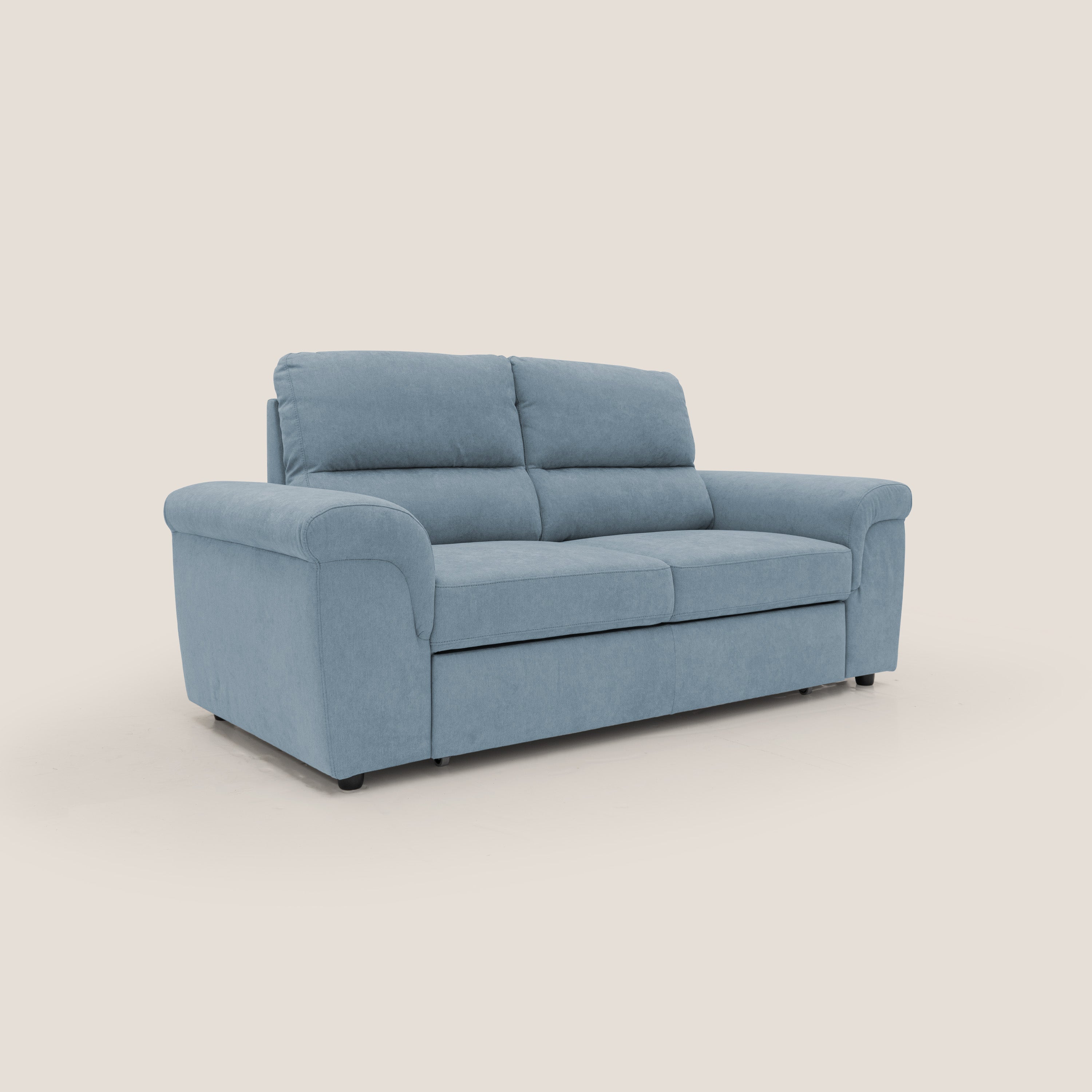 Minerva divano con pouf estraibile poggiapiedi in tessuto morbido impermeabile T02 carta da zucchero - divani.store