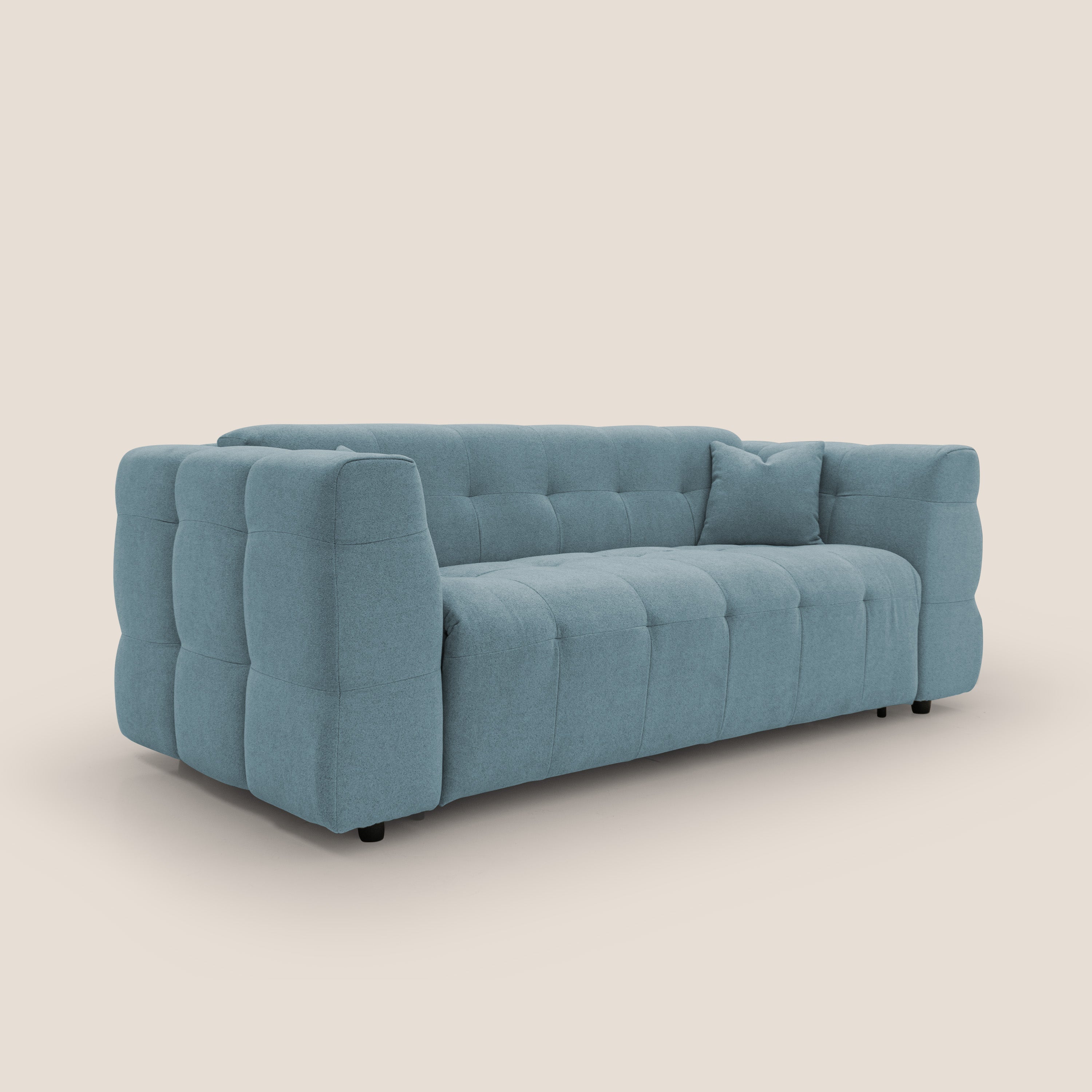 Tender Divano letto matrimoniale dal design innovativo in tessuto bouclet impermeabile T07 carta da zucchero - divani.store