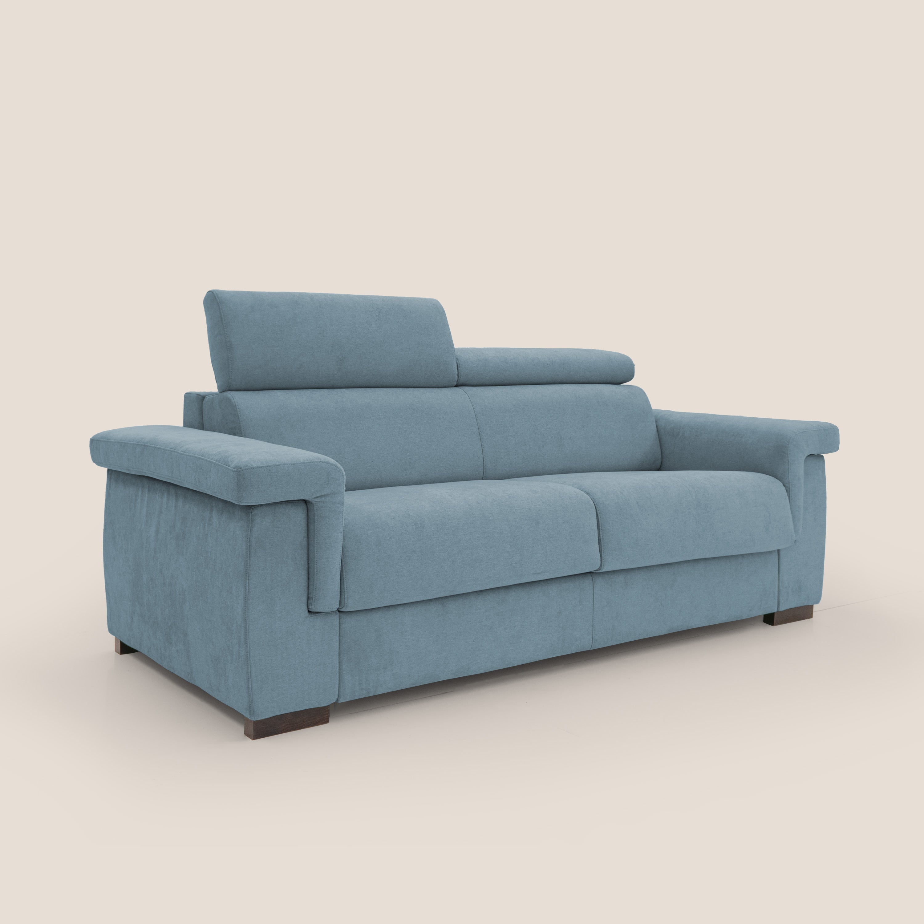 Bjorn divano letto sfoderabile con materasso H18 cm e poggiatesta reclinabili in tessuto impermeabile T02 carta da zucchero - divani.store