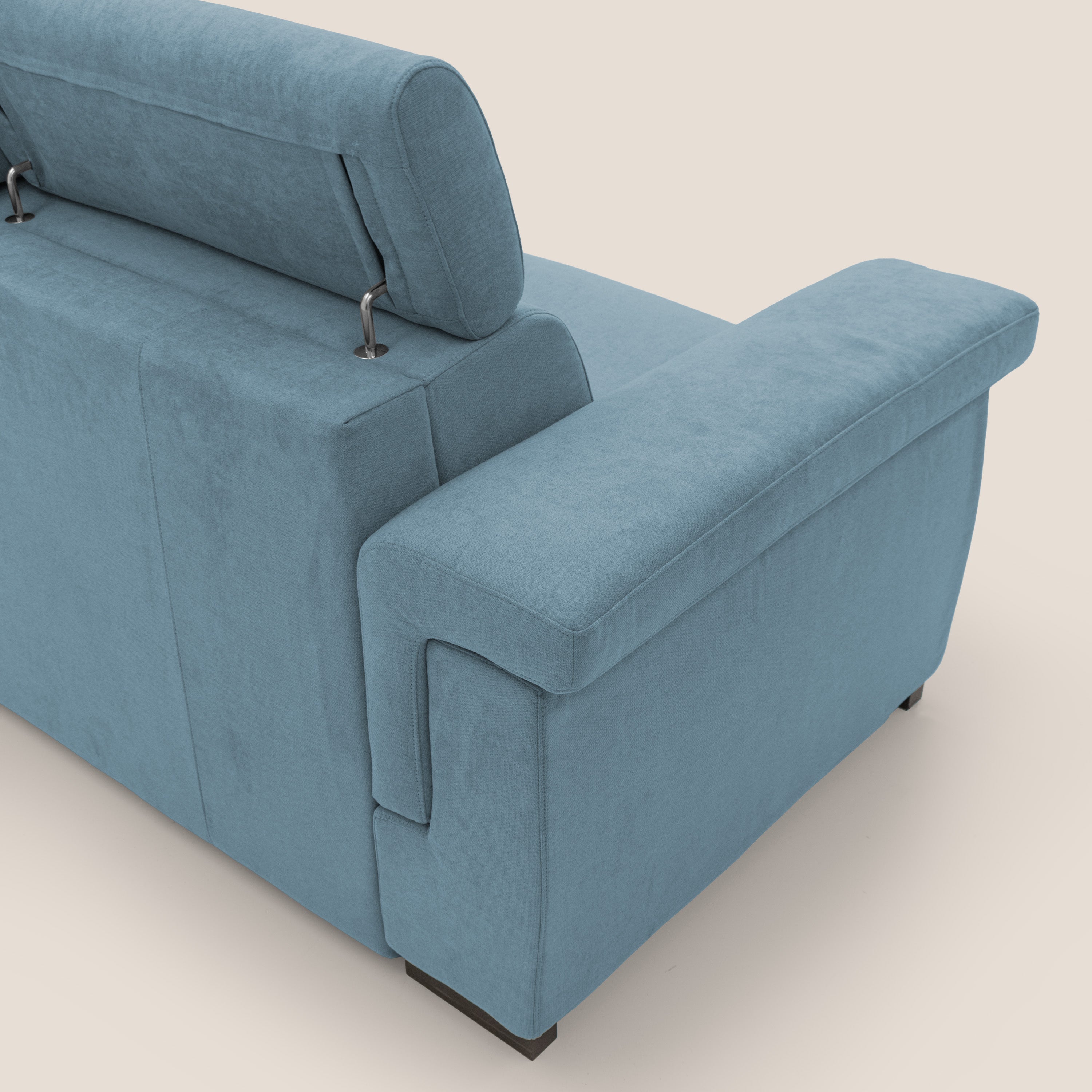 Bjorn divano letto sfoderabile con materasso H18 cm e poggiatesta reclinabili in tessuto impermeabile T02 carta da zucchero - divani.store