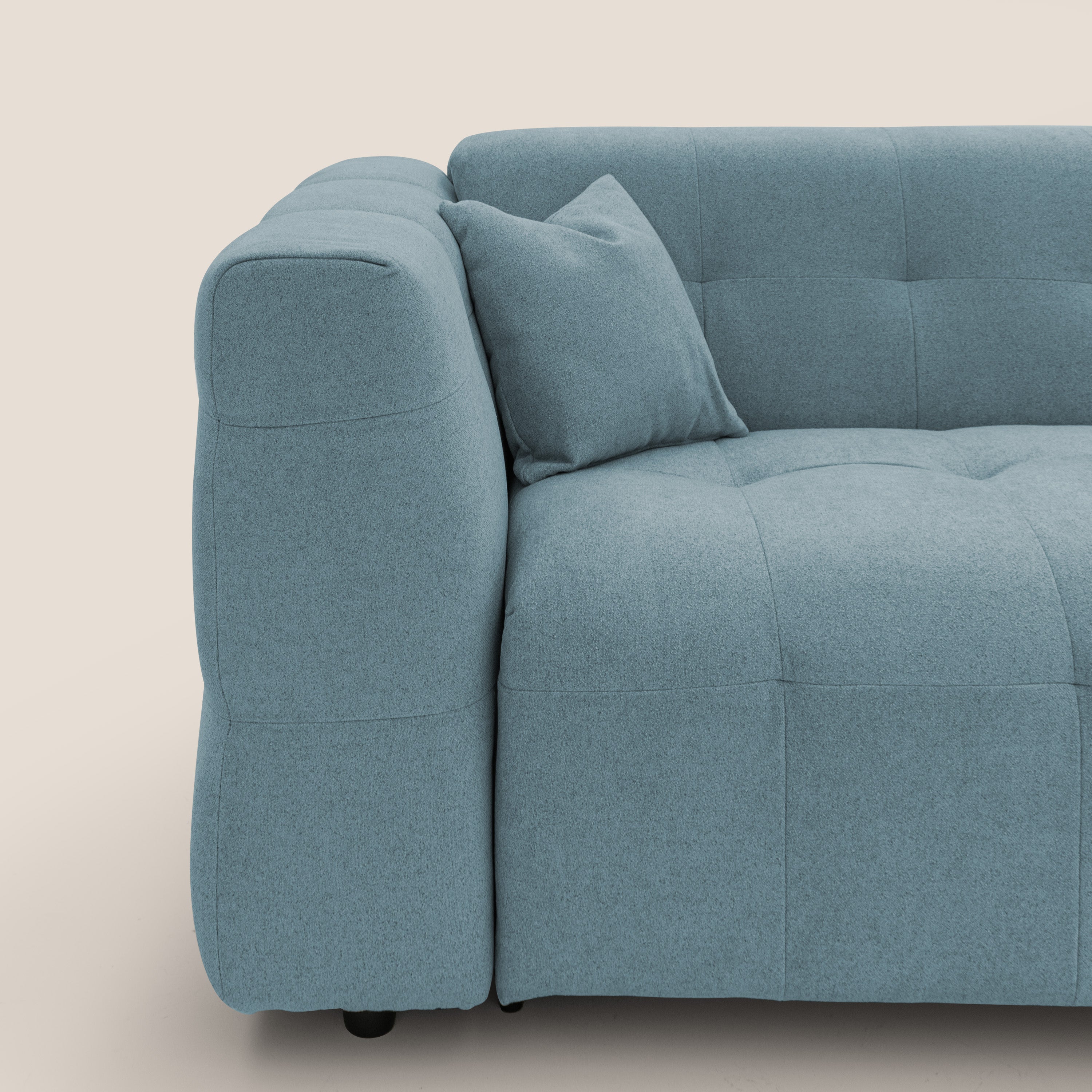 Tender Divano letto matrimoniale dal design innovativo in tessuto bouclet impermeabile T07 carta da zucchero - divani.store