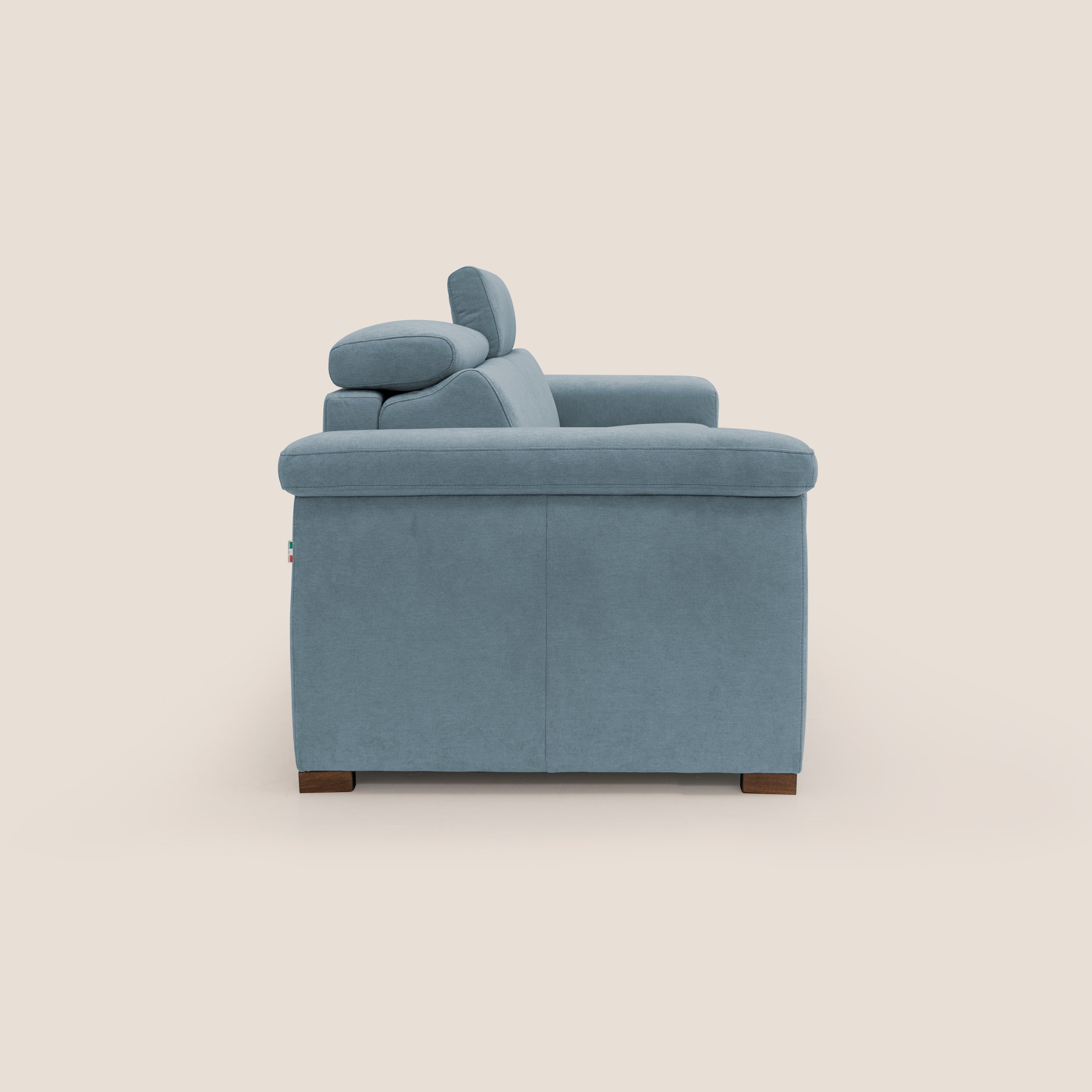 Giunone divano letto con materasso alto 18 cm e poggiatesta reclinabili in tessuto impermeabile T02 carta da zucchero - divani.store