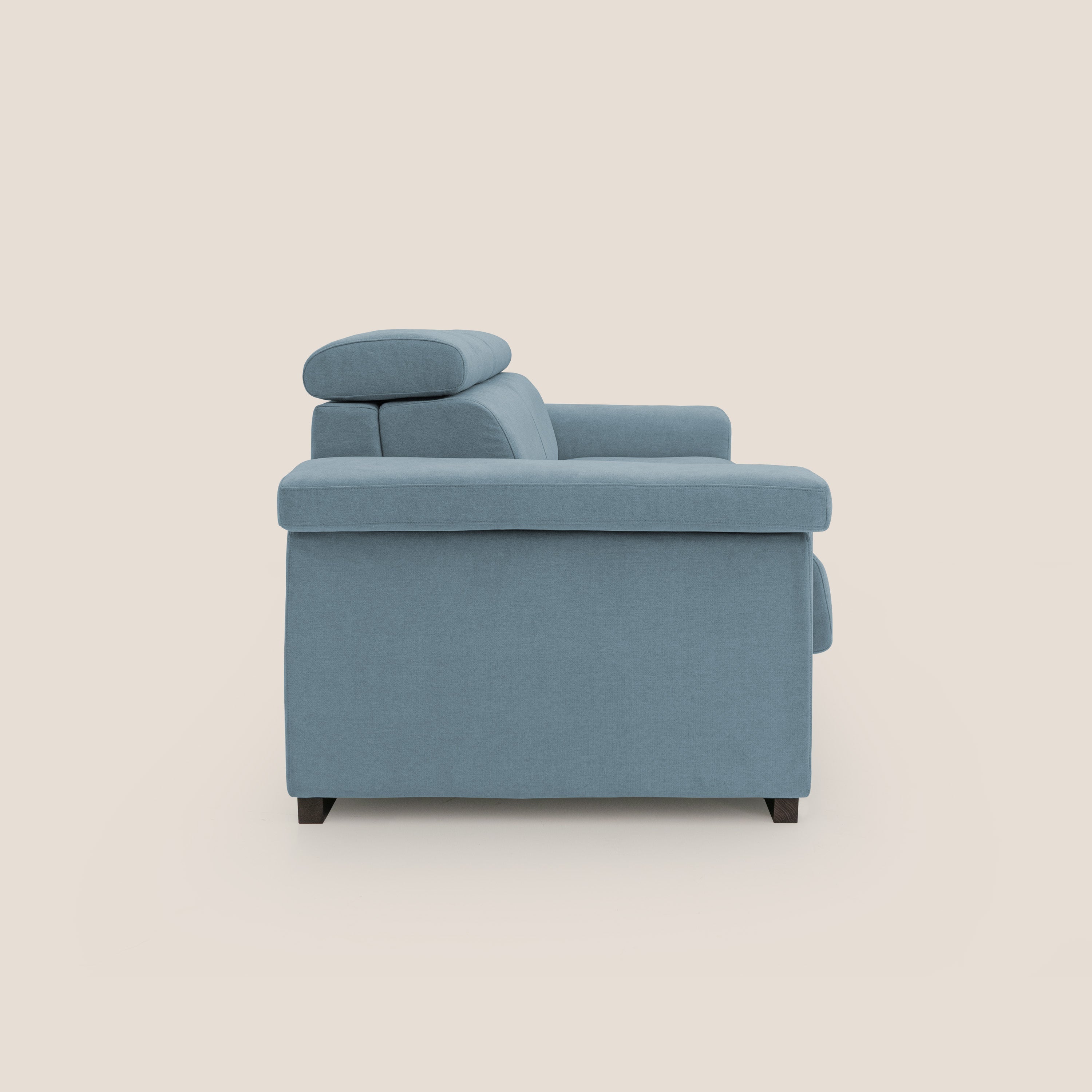 Bjorn divano letto sfoderabile con materasso H18 cm e poggiatesta reclinabili in tessuto impermeabile T02 carta da zucchero - divani.store