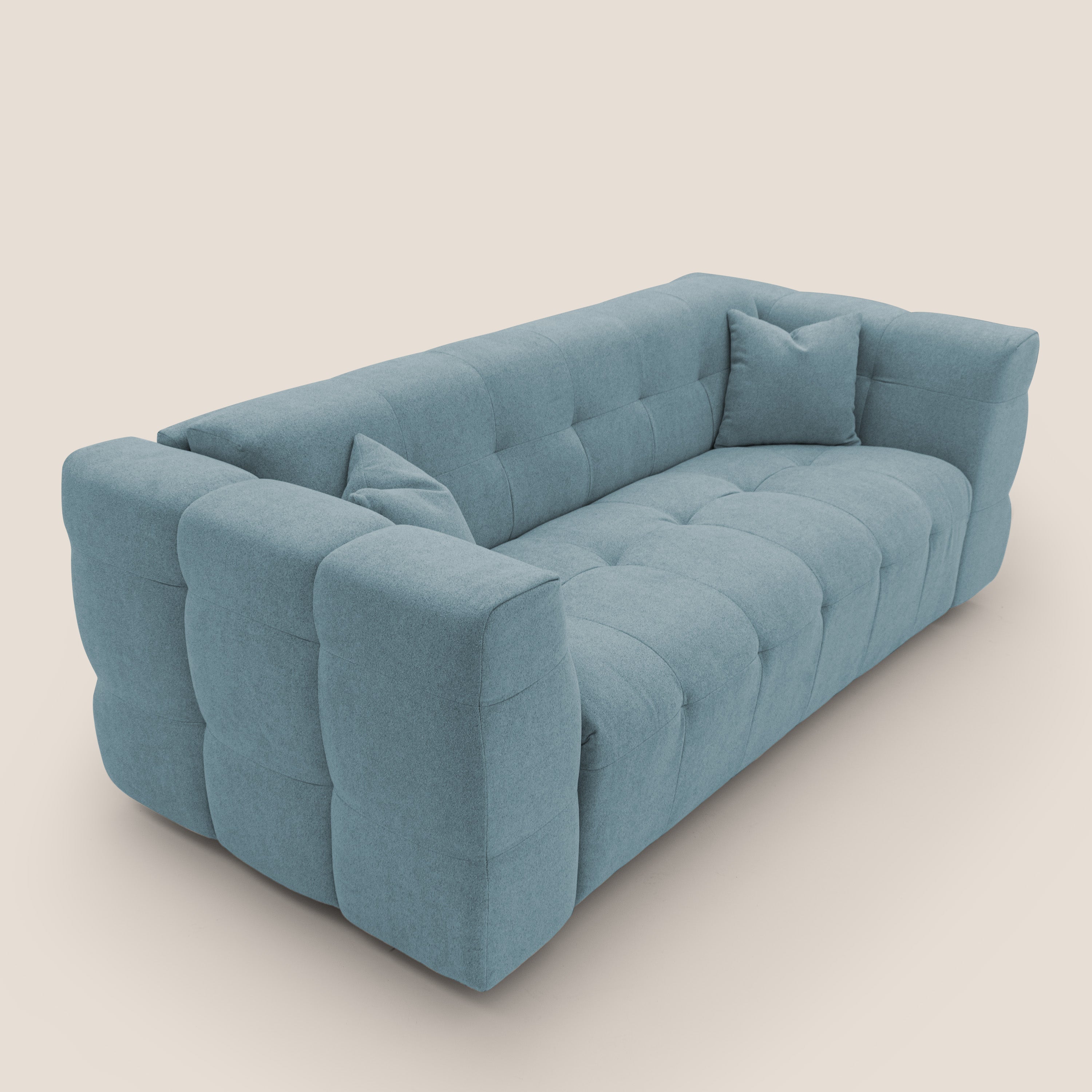 Tender Divano letto matrimoniale dal design innovativo in tessuto bouclet impermeabile T07 carta da zucchero - divani.store