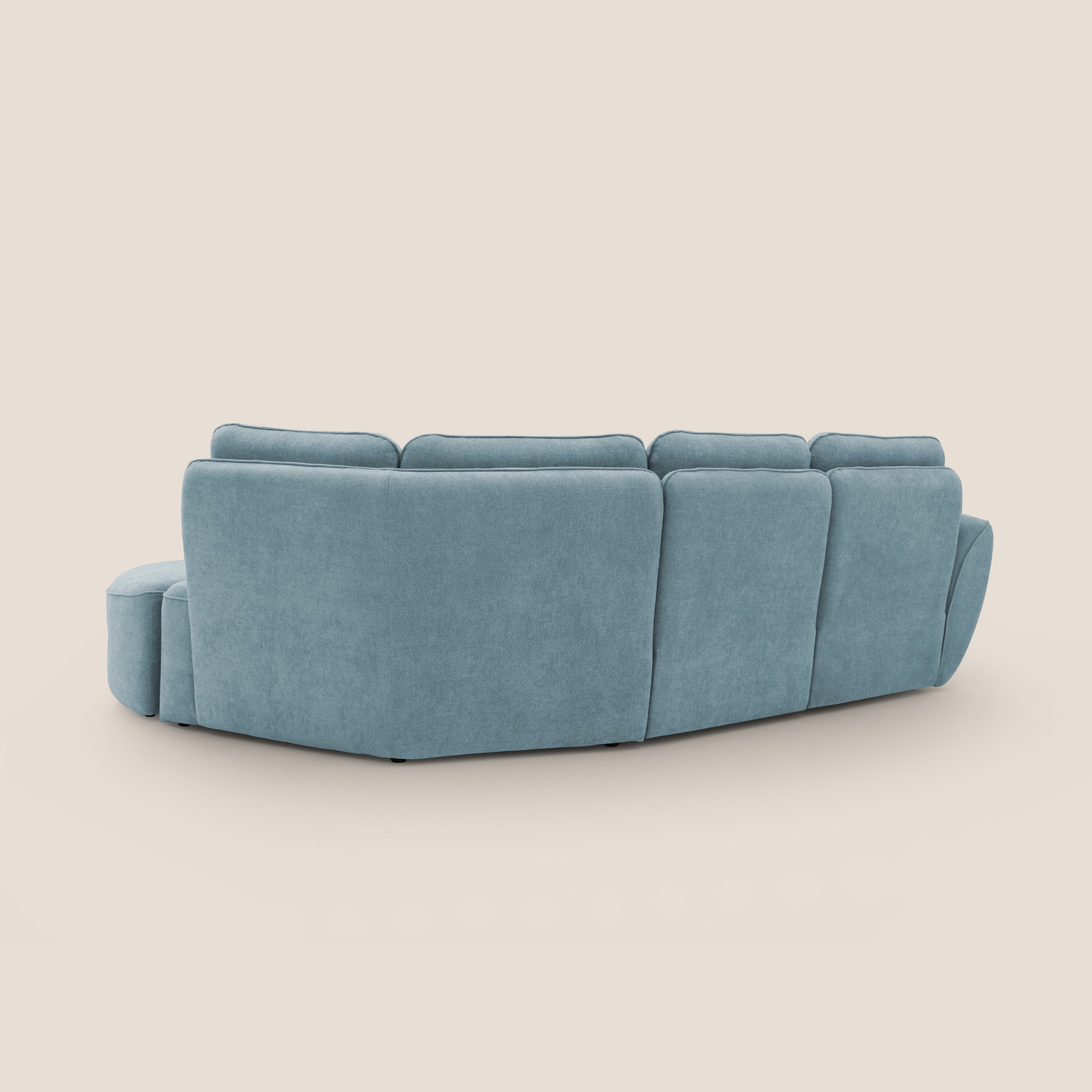 Cerbero divano angolare con pouf mobile in morbido bouclé impermeabile T07