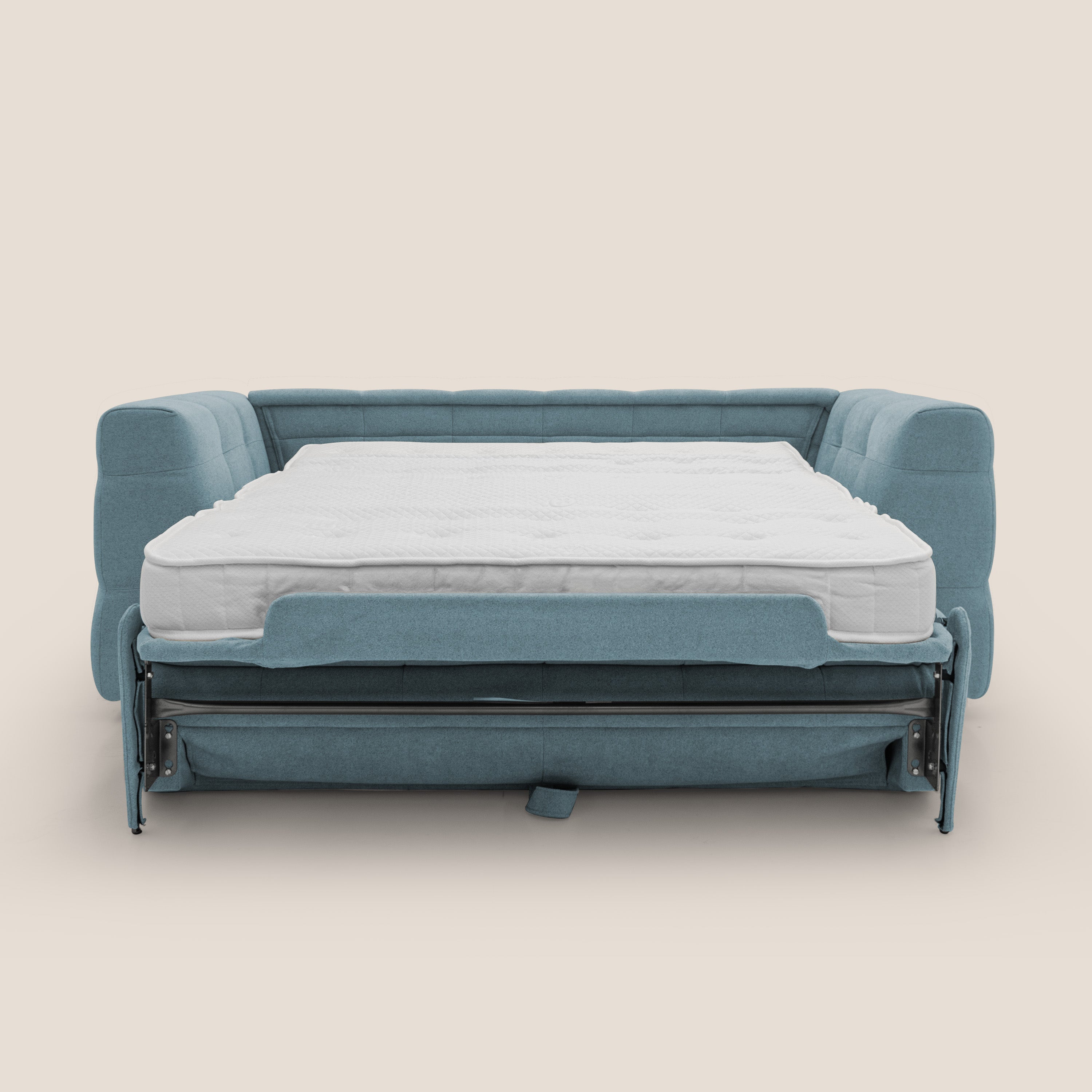 Tender Divano letto matrimoniale dal design innovativo in tessuto bouclet impermeabile T07 carta da zucchero - divani.store
