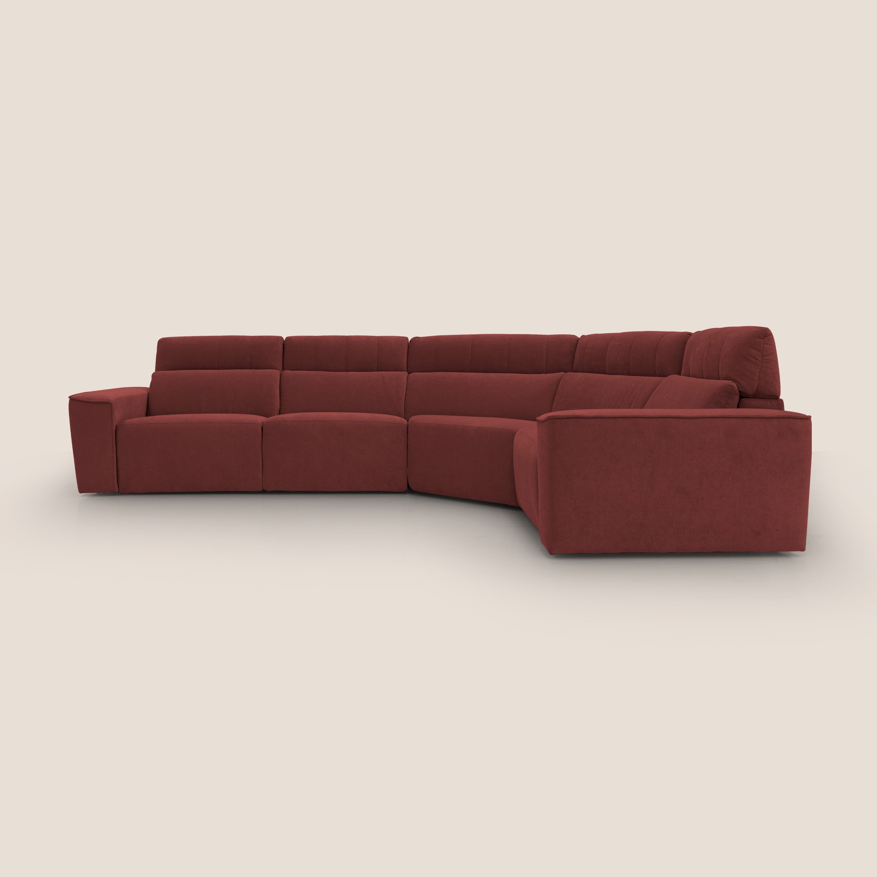 Clark Divano modulare angolare REVERSIBILE con opzione relax elettrico in tessuto smacchiabile impermeabile T17 rosso - divani.store