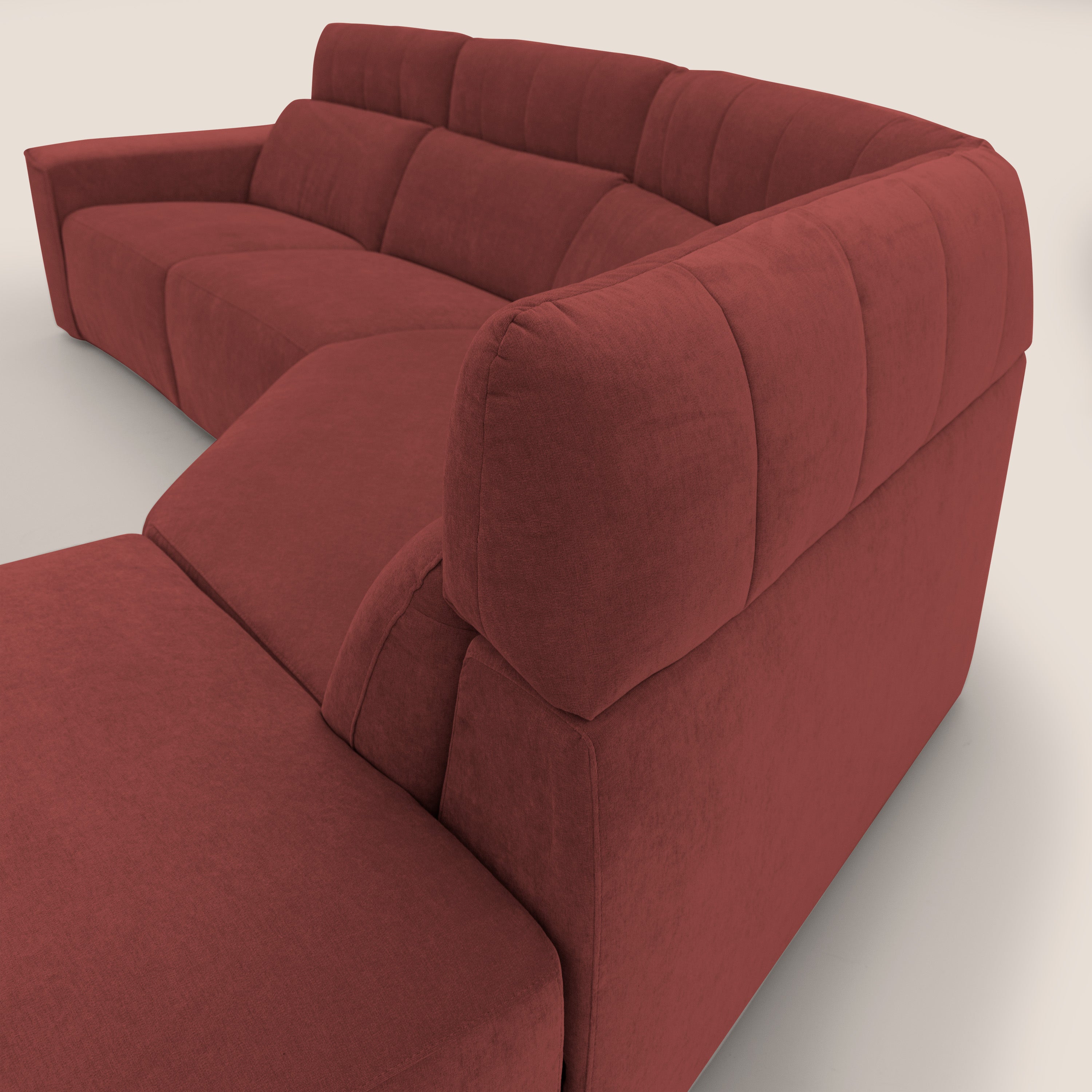Clark Divano angolare con opzione relax elettrico in tessuto smacchiabile impermeabile T17 rosso - divani.store