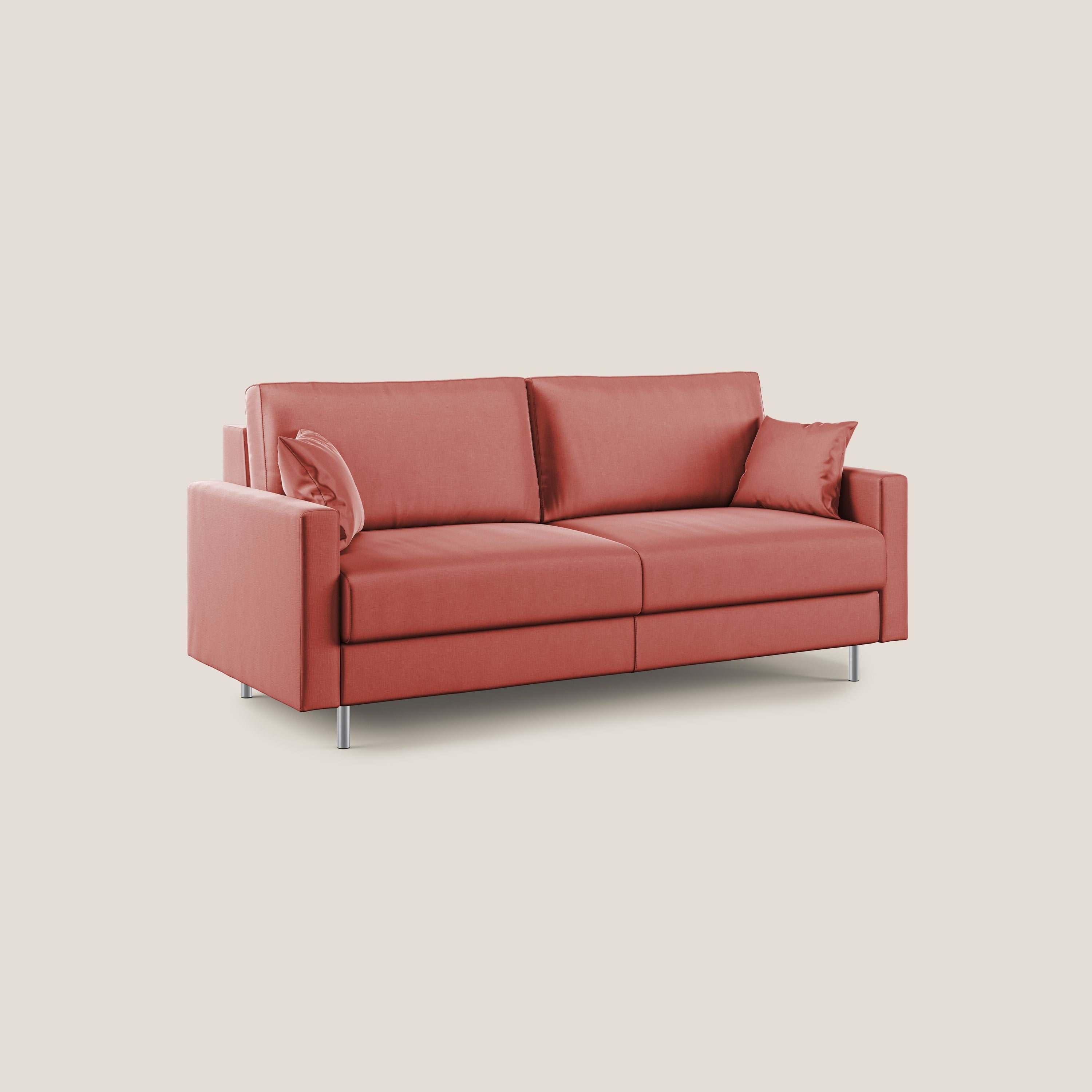 Andromeda divano letto matrimoniale in velluto morbido impermeabile T01 salmone - divani.store