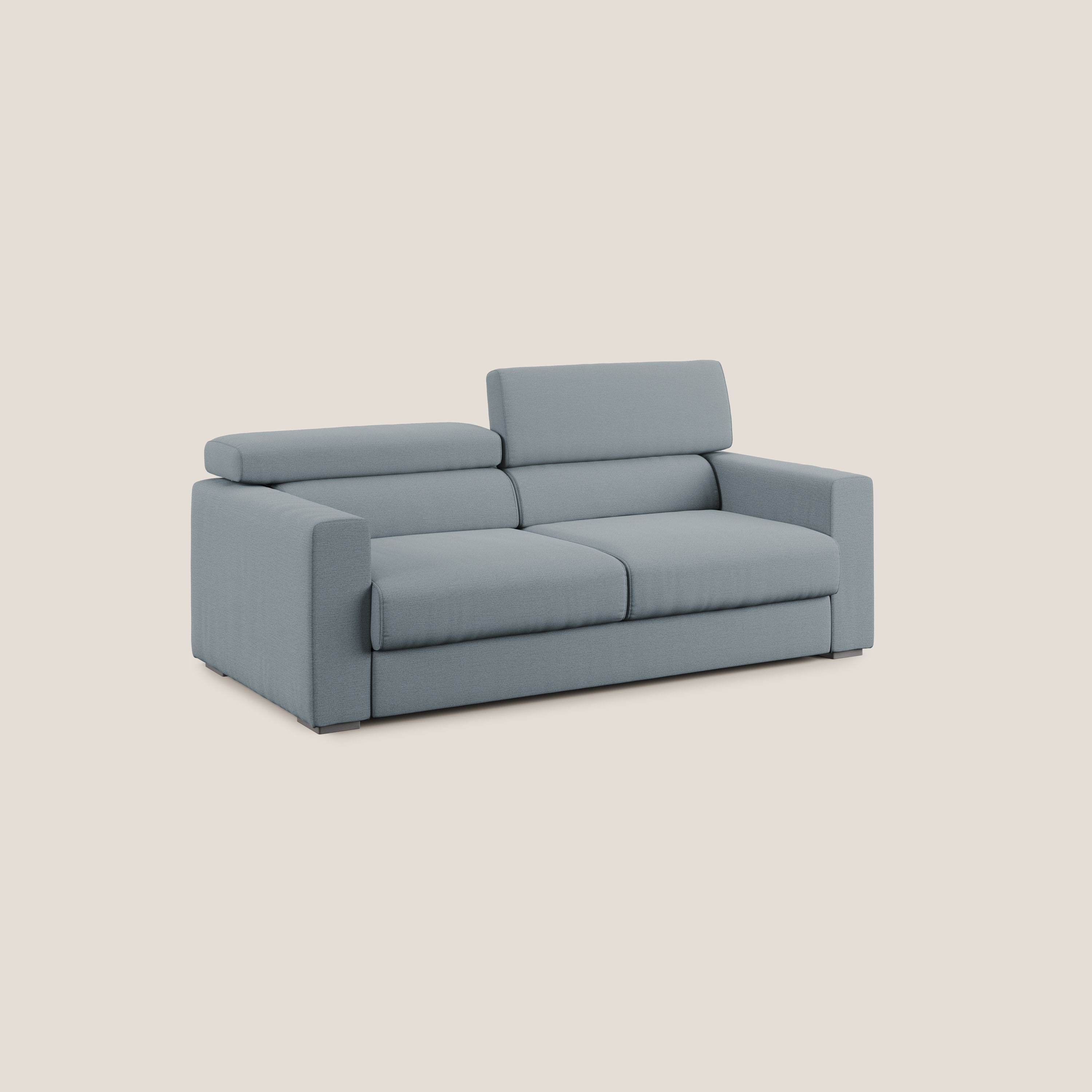 Dylan divano allungabile con pouf estraibile poggiapiedi in tessuto fiammato simil cotone impermeabile T19 carta da zucchero - divani.store