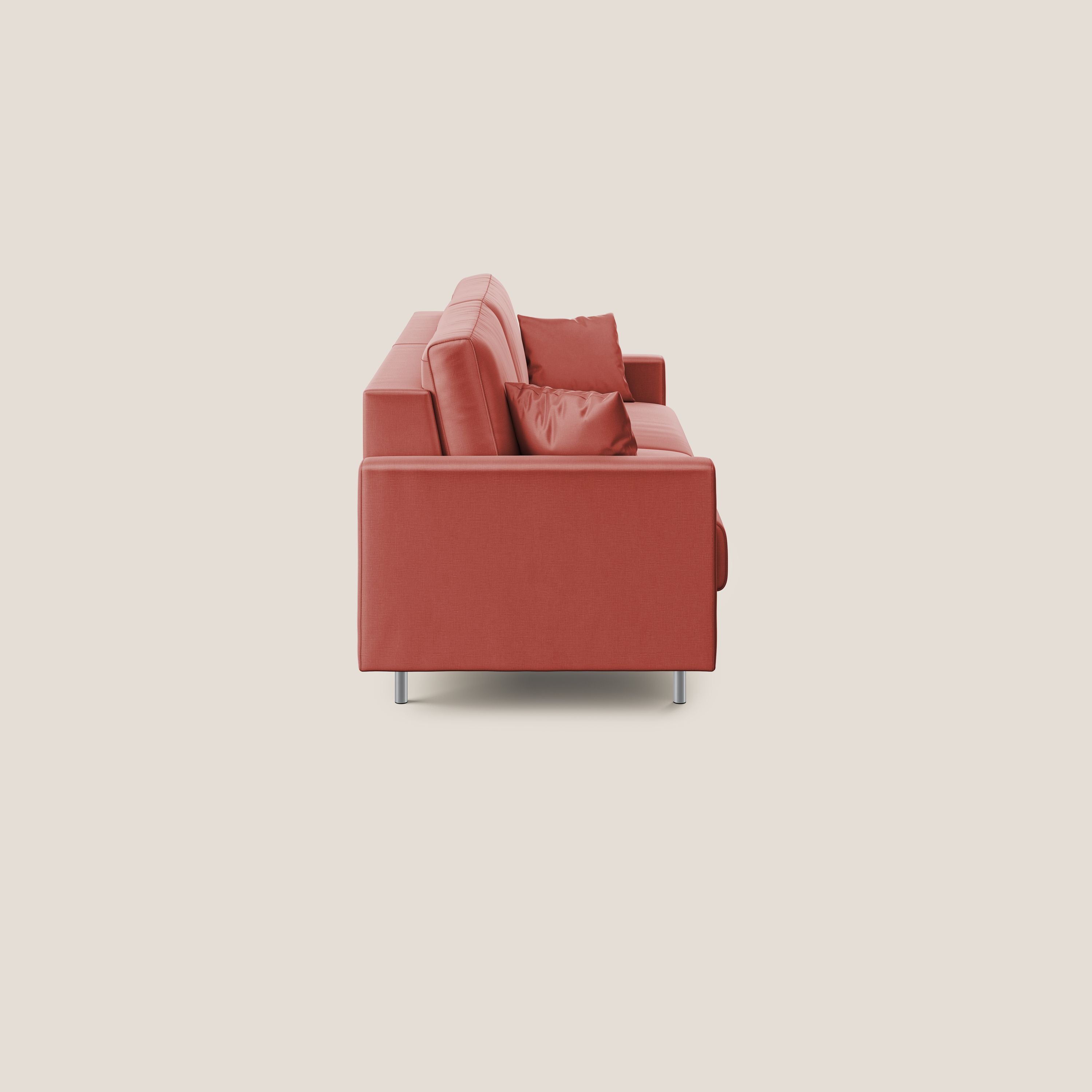 Andromeda divano letto matrimoniale in velluto morbido impermeabile T01 salmone - divani.store