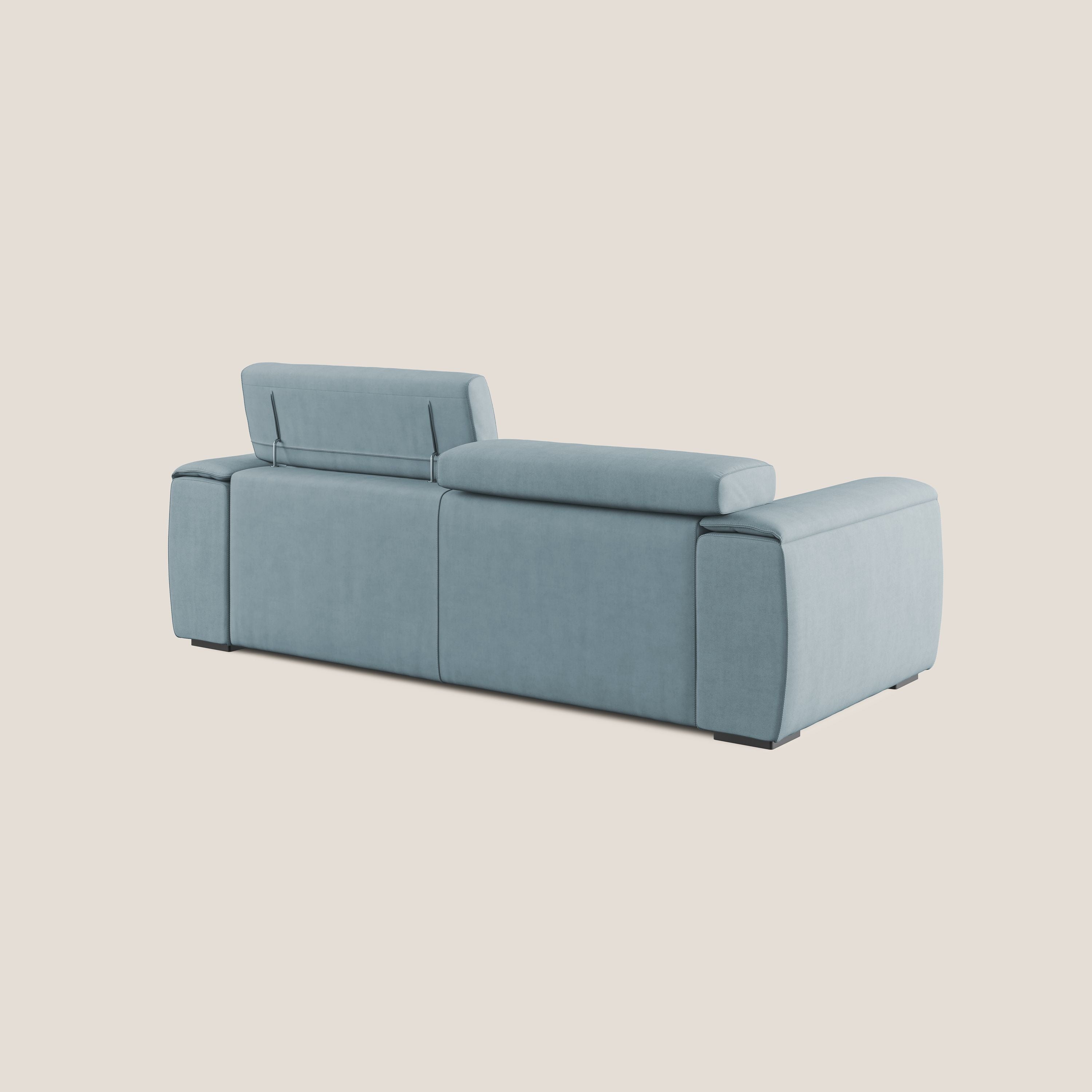 Zeno Divano con pouf estraibile poggiapiedi in tessuto morbido impermeabile T02 carta da zucchero - divani.store