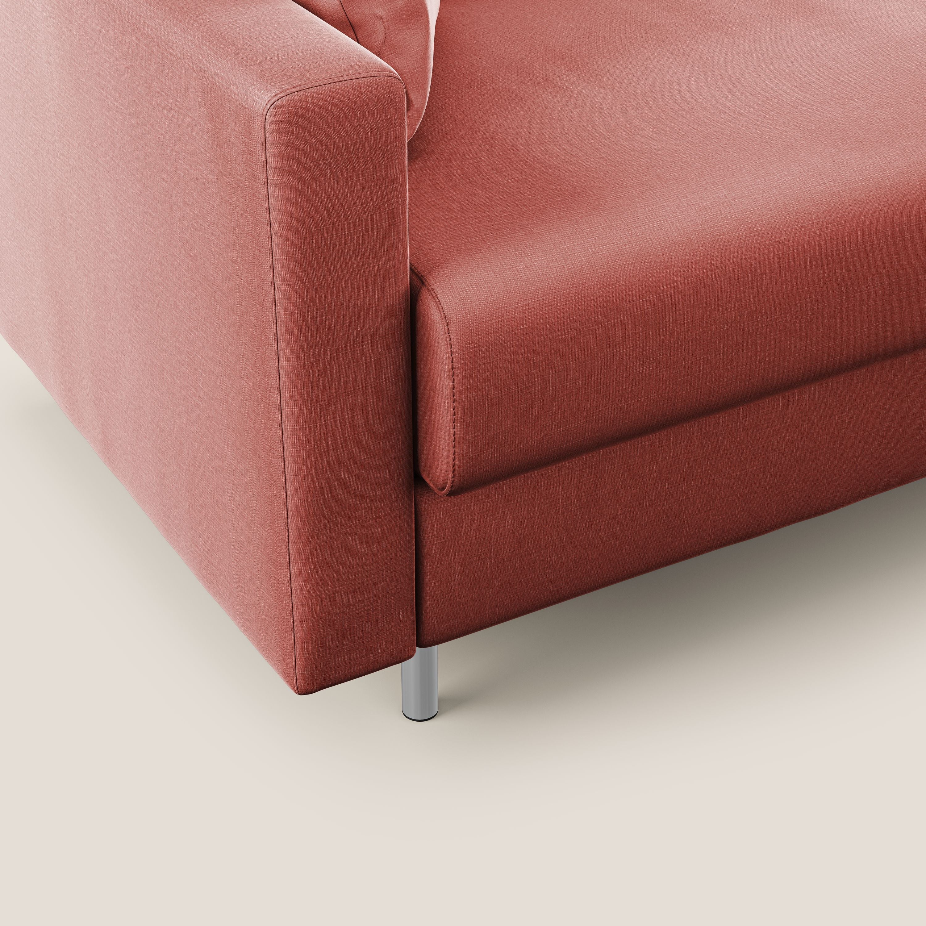Andromeda divano letto angolare in velluto morbido impermeabile T01 salmone - divani.store