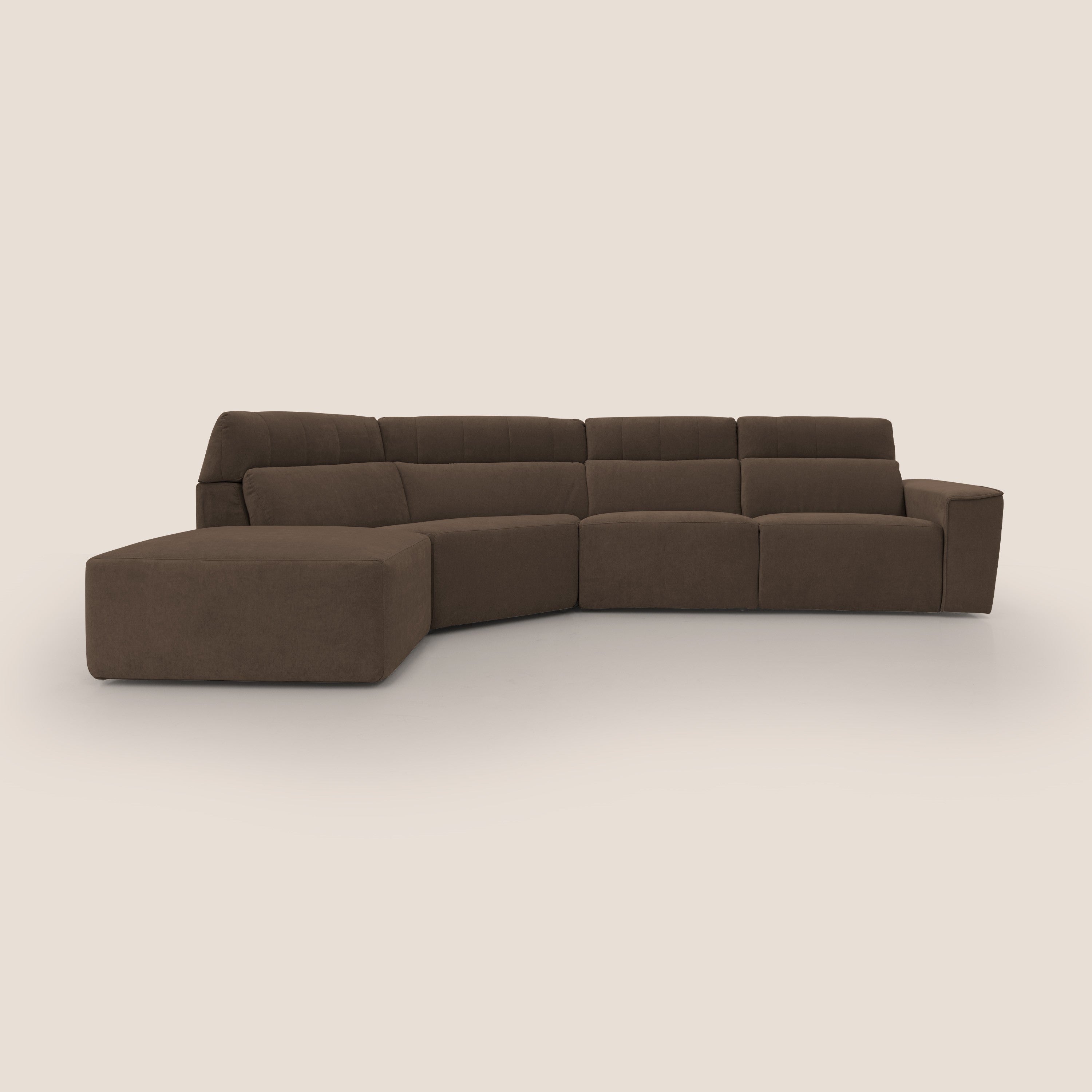Clark Divano angolare con opzione relax elettrico in tessuto smacchiabile impermeabile T17 marrone - divani.store