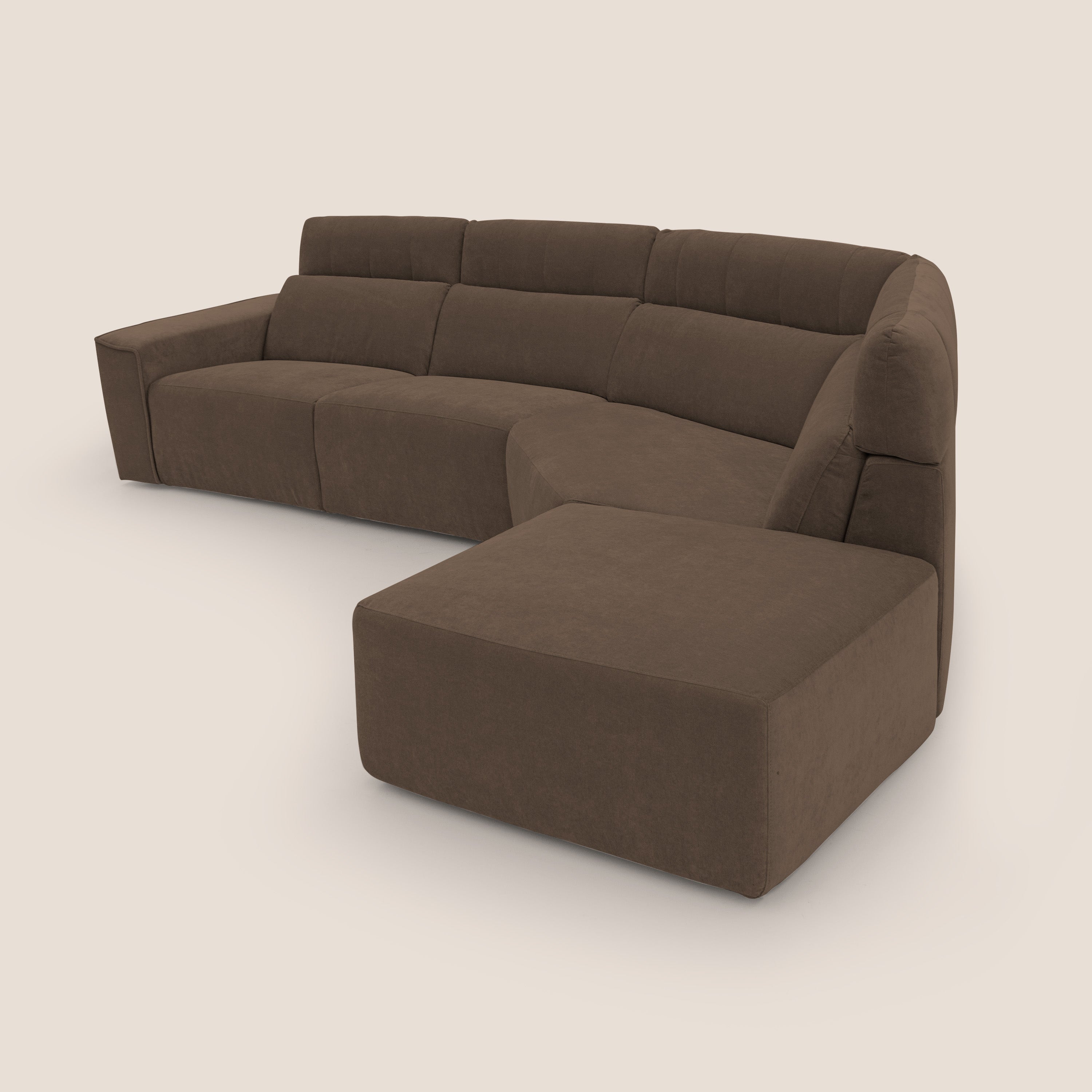 Clark Divano angolare con opzione relax elettrico in tessuto smacchiabile impermeabile T17 marrone - divani.store