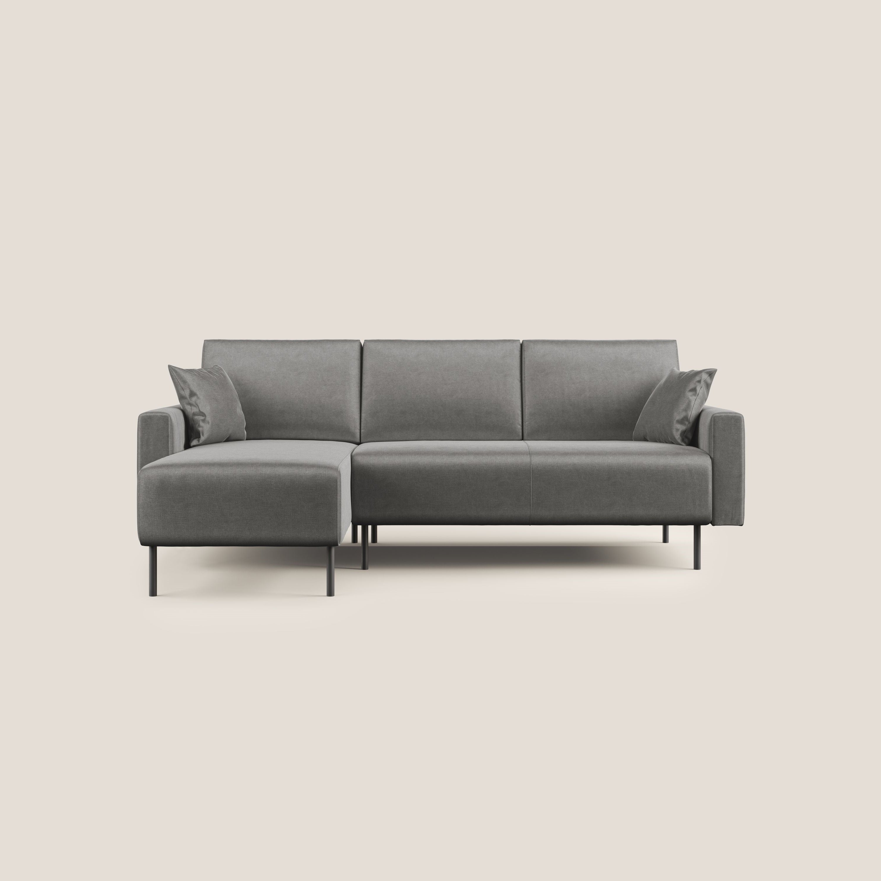 Arthur divano moderno angolare in velluto morbido impermeabile T01 grigio - divani.store