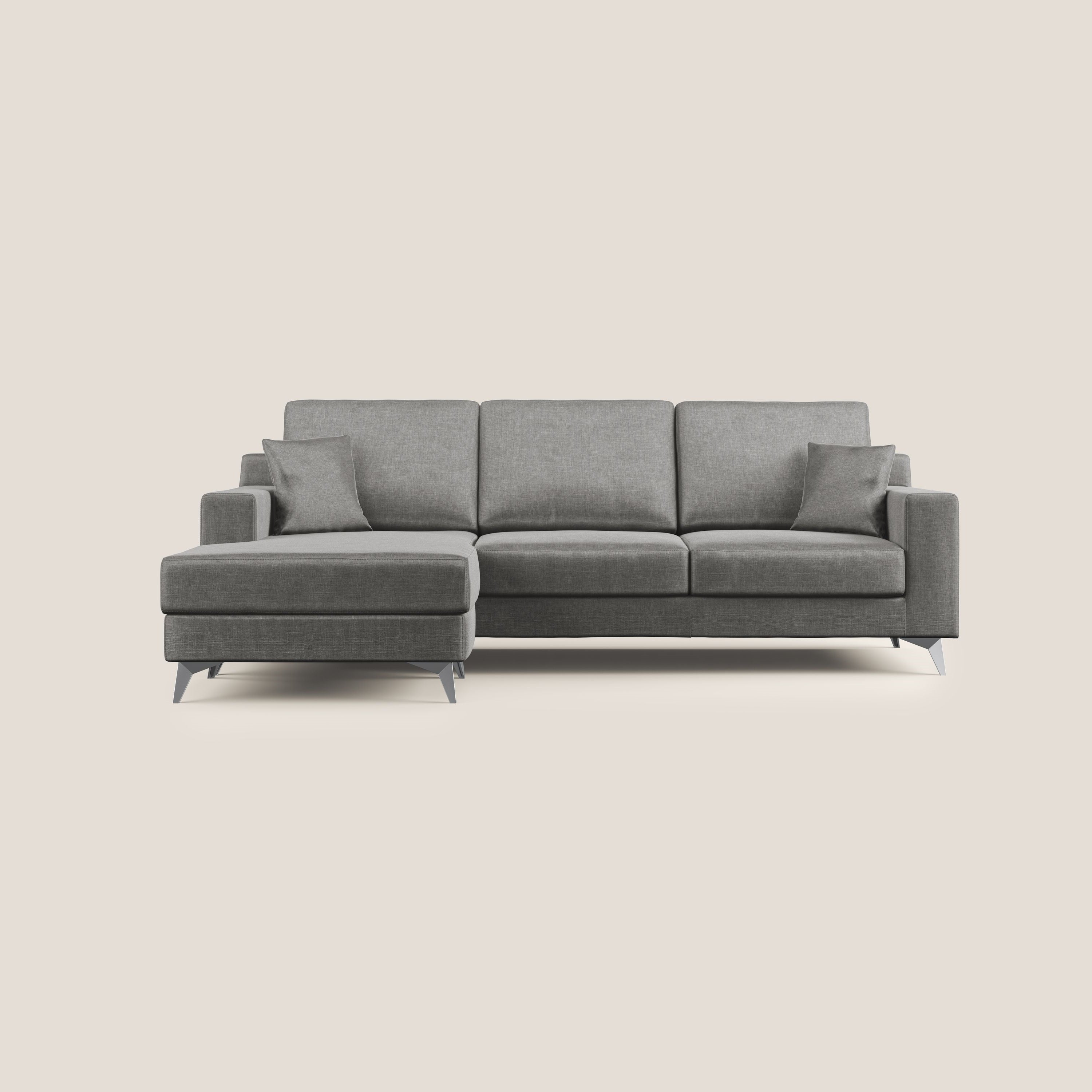 Michael divano moderno angolare con penisola in morbido velluto impermeabile T01 grigio - divani.store