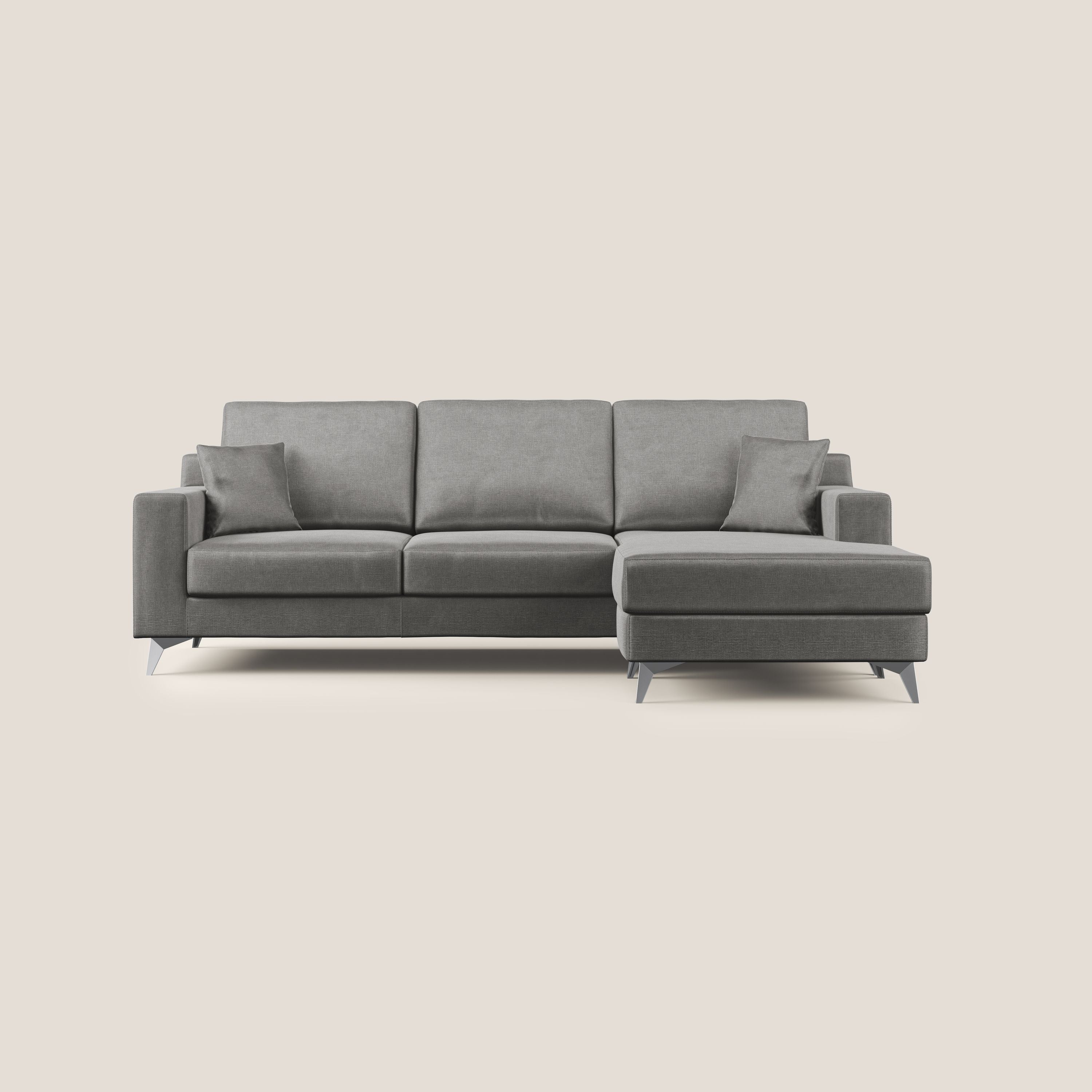 Michael divano moderno angolare con penisola in morbido velluto impermeabile T01 grigio - divani.store