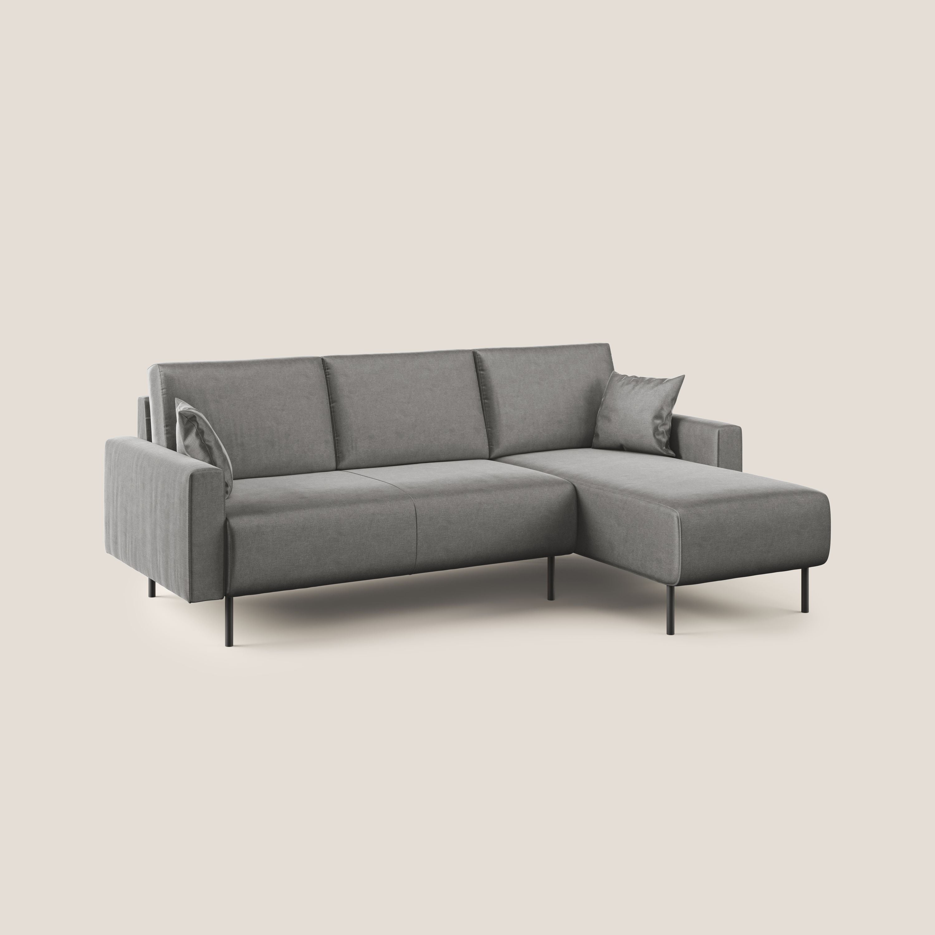 Arthur divano moderno angolare in velluto morbido impermeabile T01 grigio - divani.store