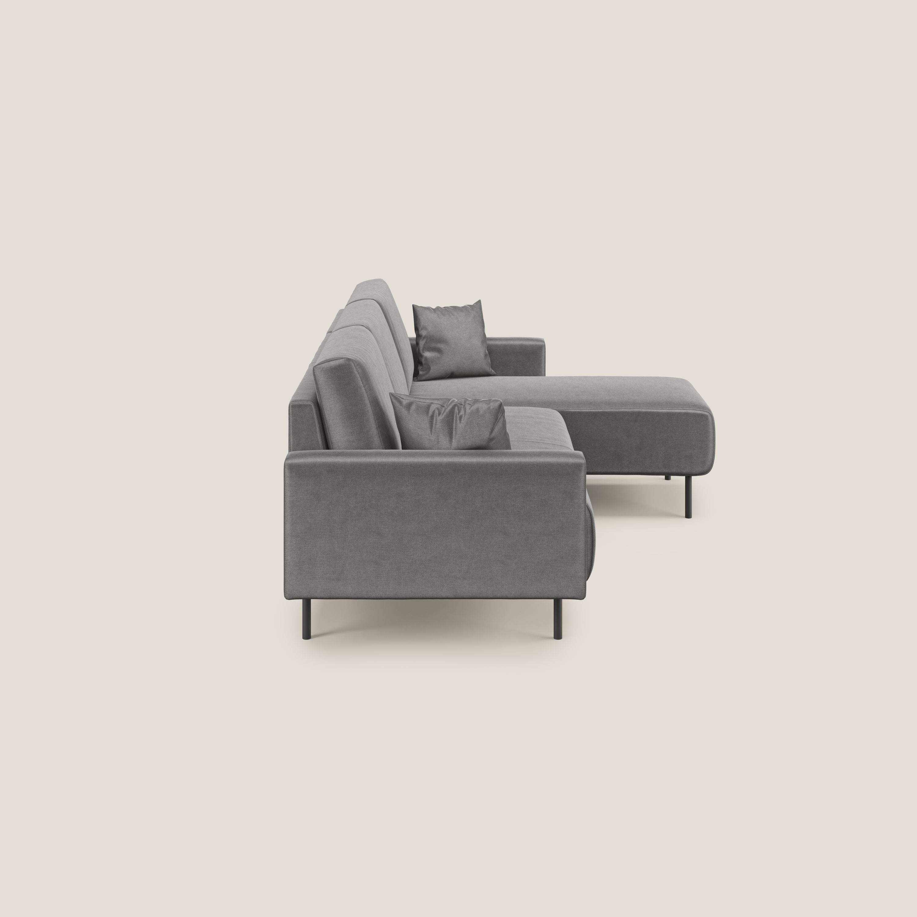 Arthur divano moderno angolare in velluto morbido impermeabile T01 grigio - divani.store