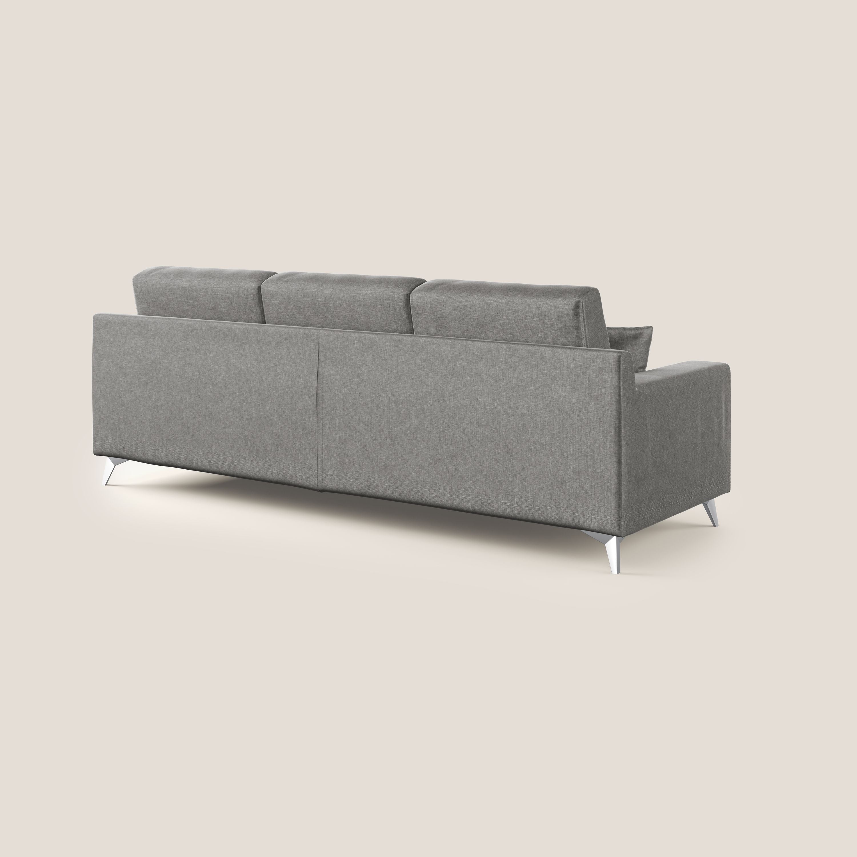 Michael divano moderno angolare con penisola in morbido velluto impermeabile T01 grigio - divani.store