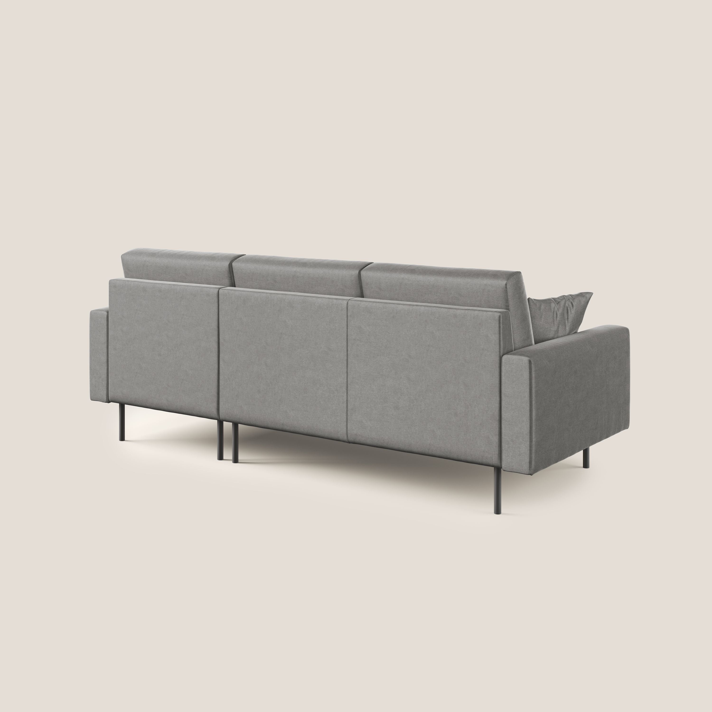 Arthur divano moderno angolare in velluto morbido impermeabile T01 grigio - divani.store