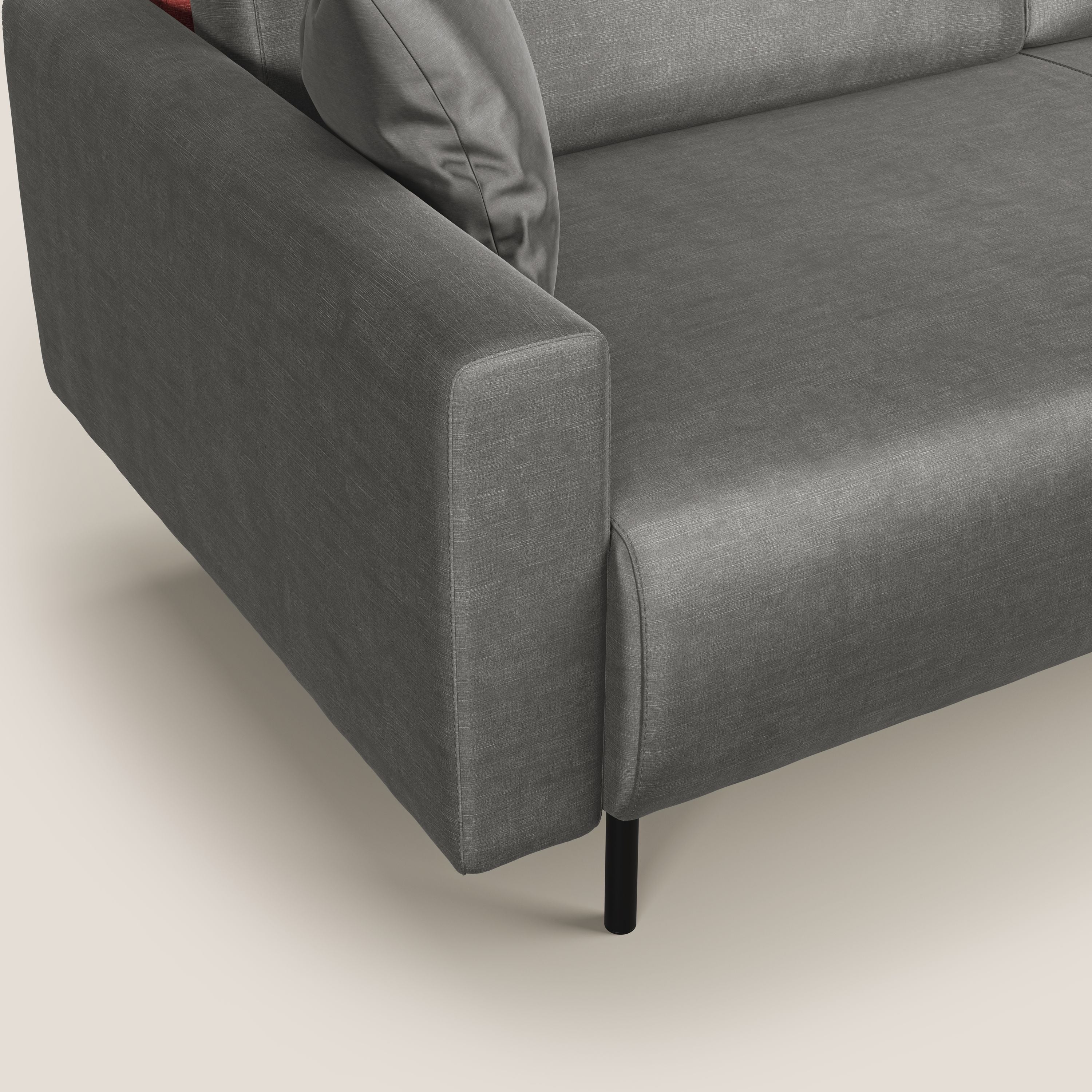 Arthur divano moderno angolare in velluto morbido impermeabile T01 grigio - divani.store
