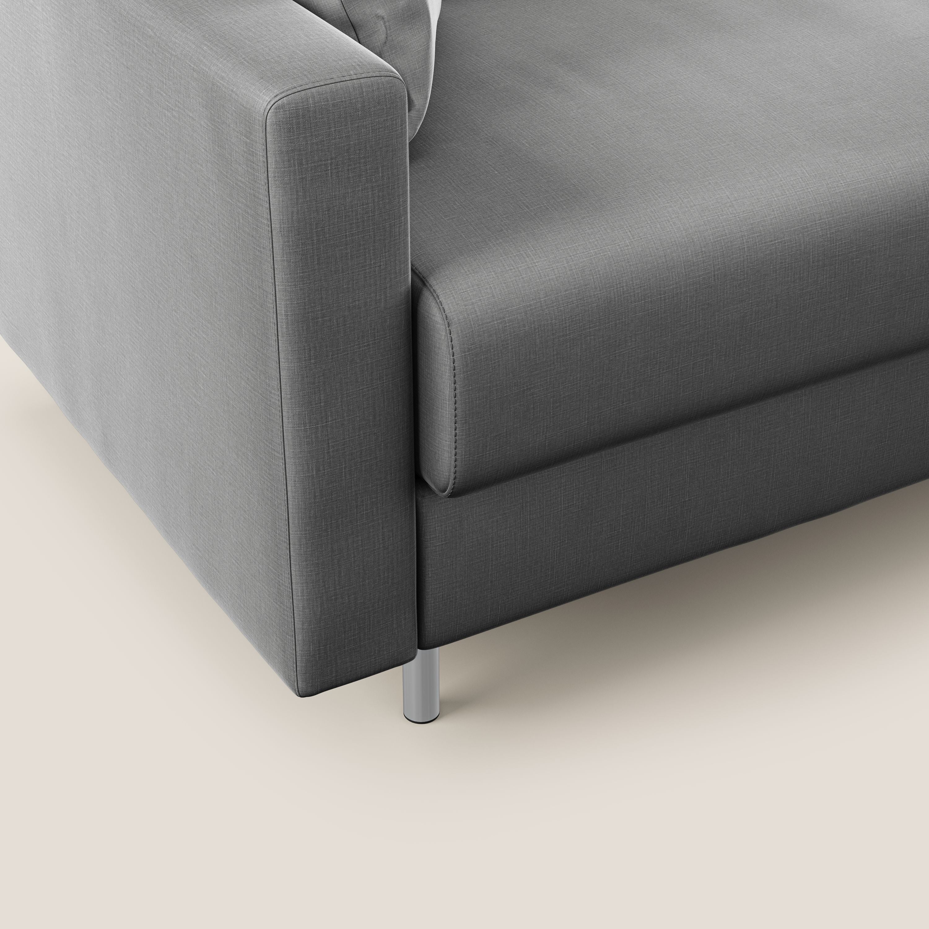 Andromeda divano letto angolare in velluto morbido impermeabile T01 grigio - divani.store