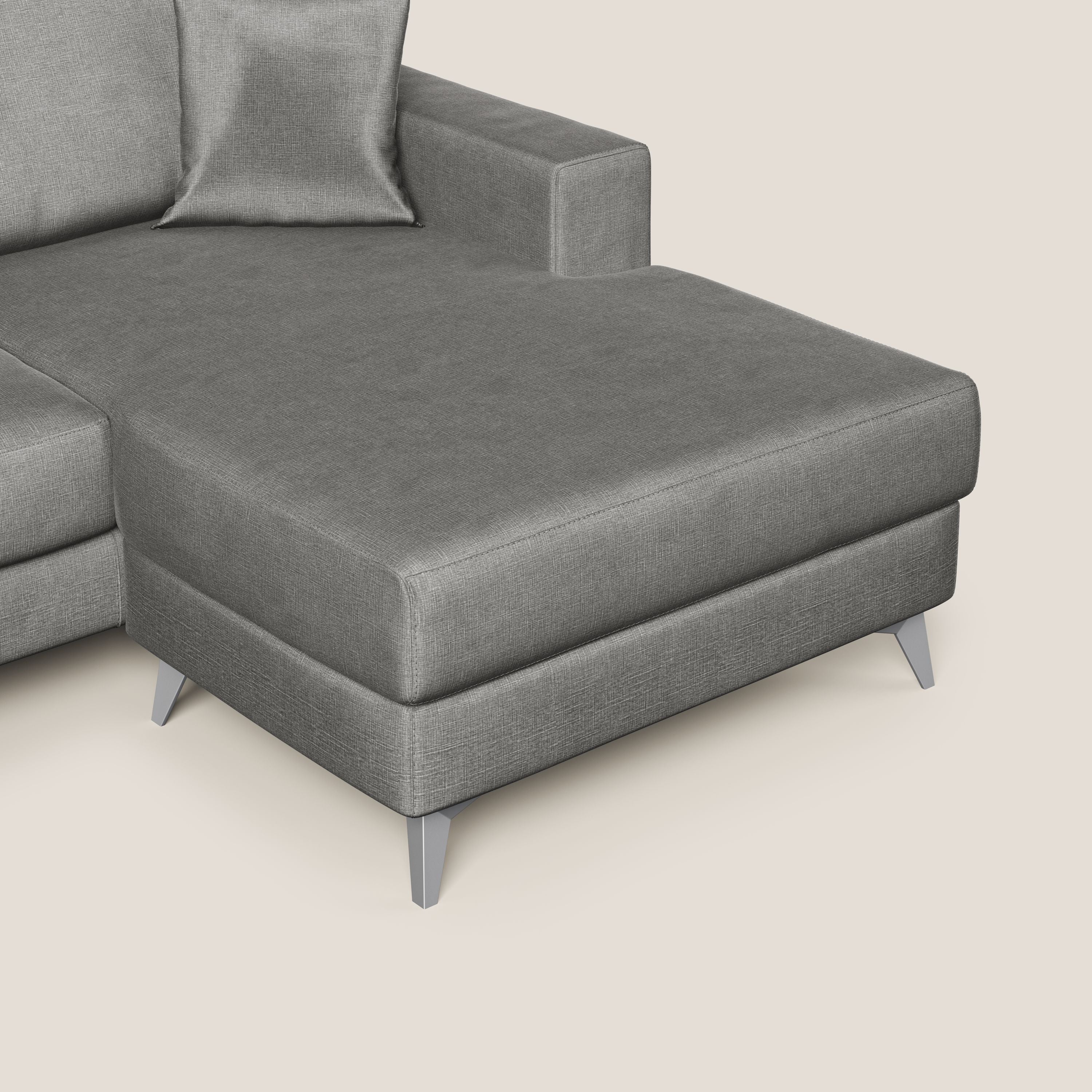 Michael divano moderno angolare con penisola in morbido velluto impermeabile T01 grigio - divani.store