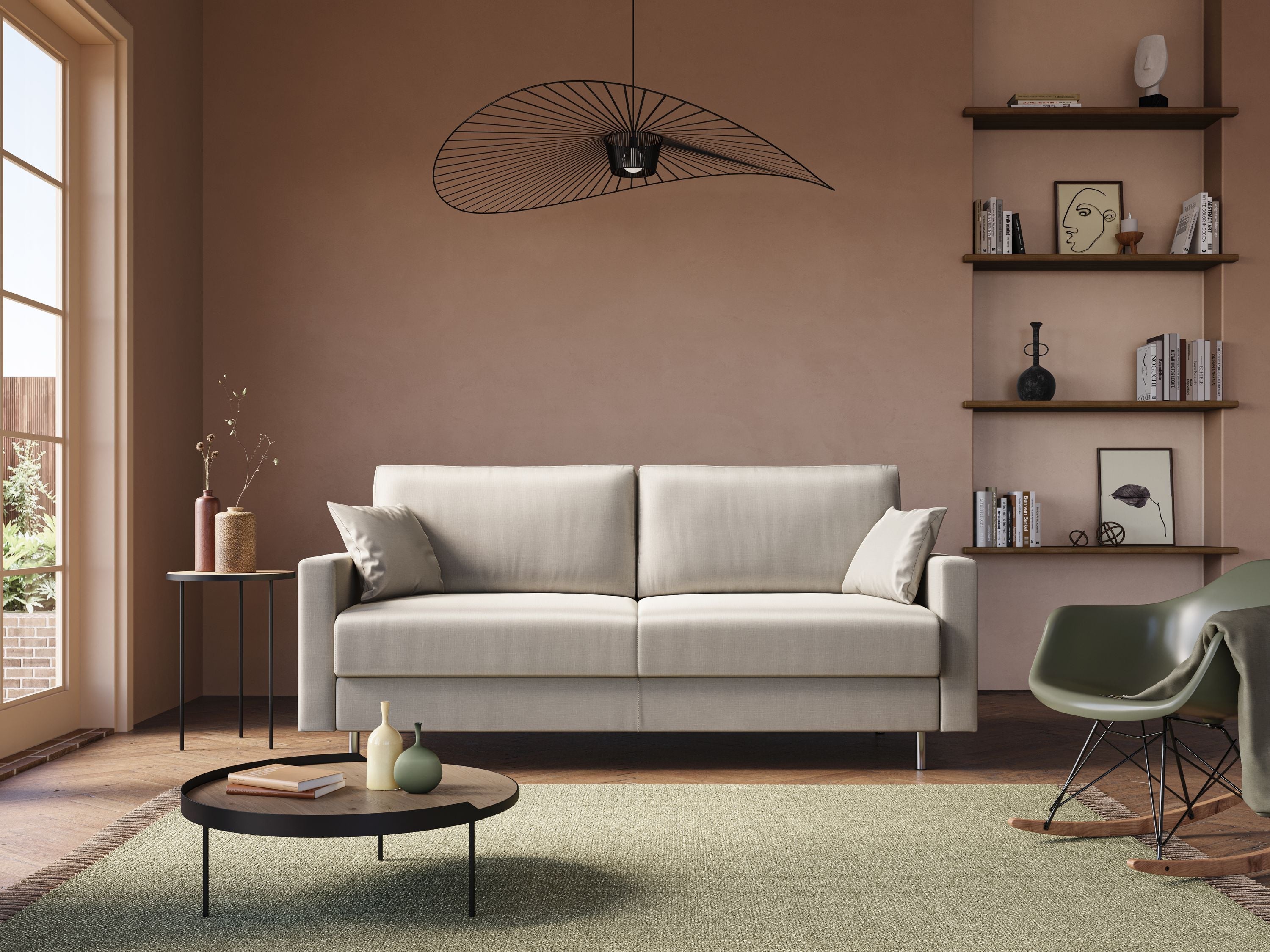 Andromeda divano letto matrimoniale in velluto morbido impermeabile T01 antracite - divani.store