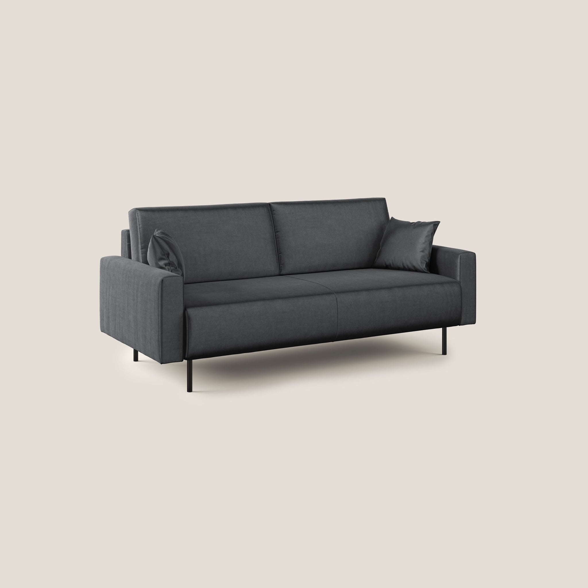 Arthur divano moderno 162 cm in velluto morbido impermeabile T01 ANTRACITE