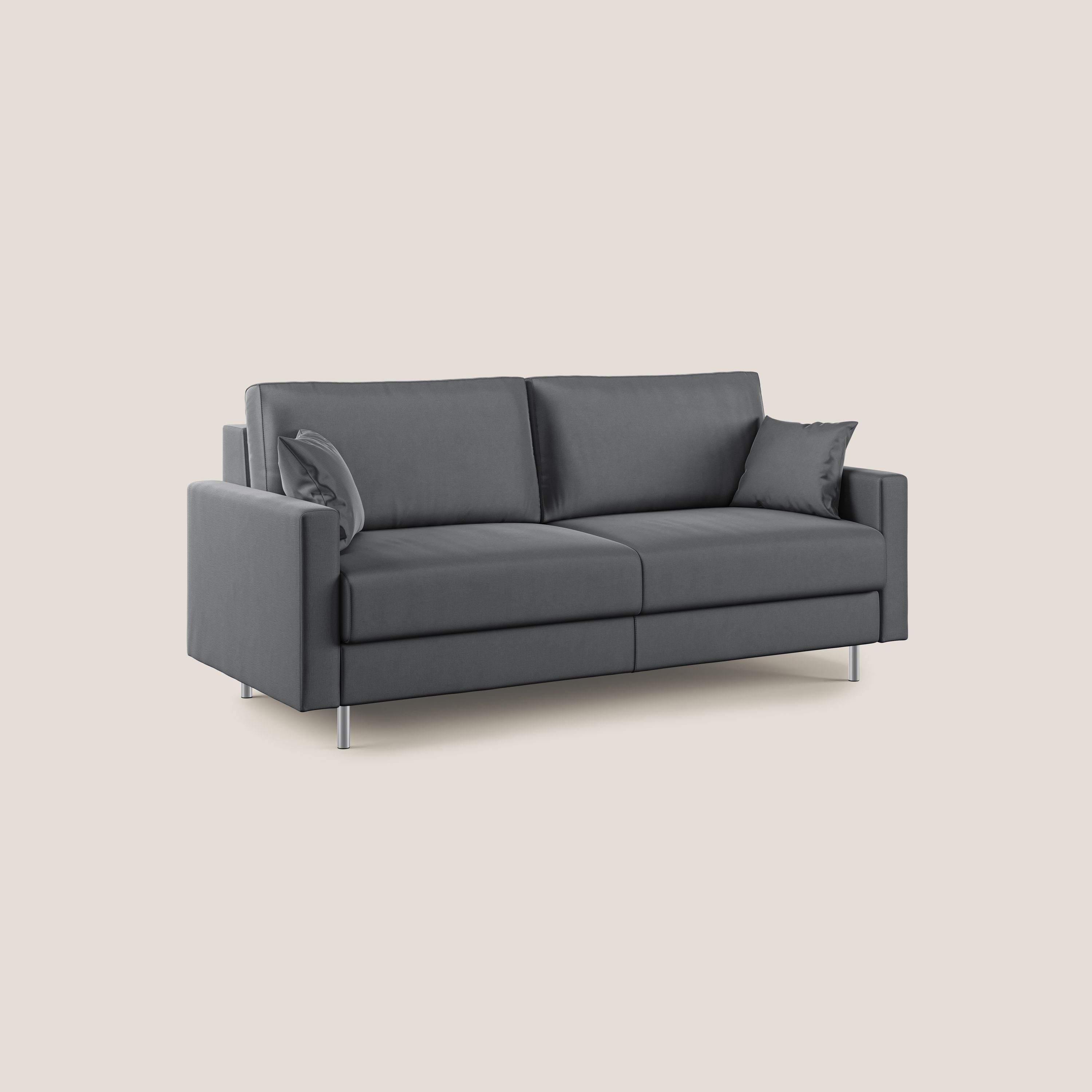 Andromeda divano letto matrimoniale in velluto morbido impermeabile T01 antracite - divani.store