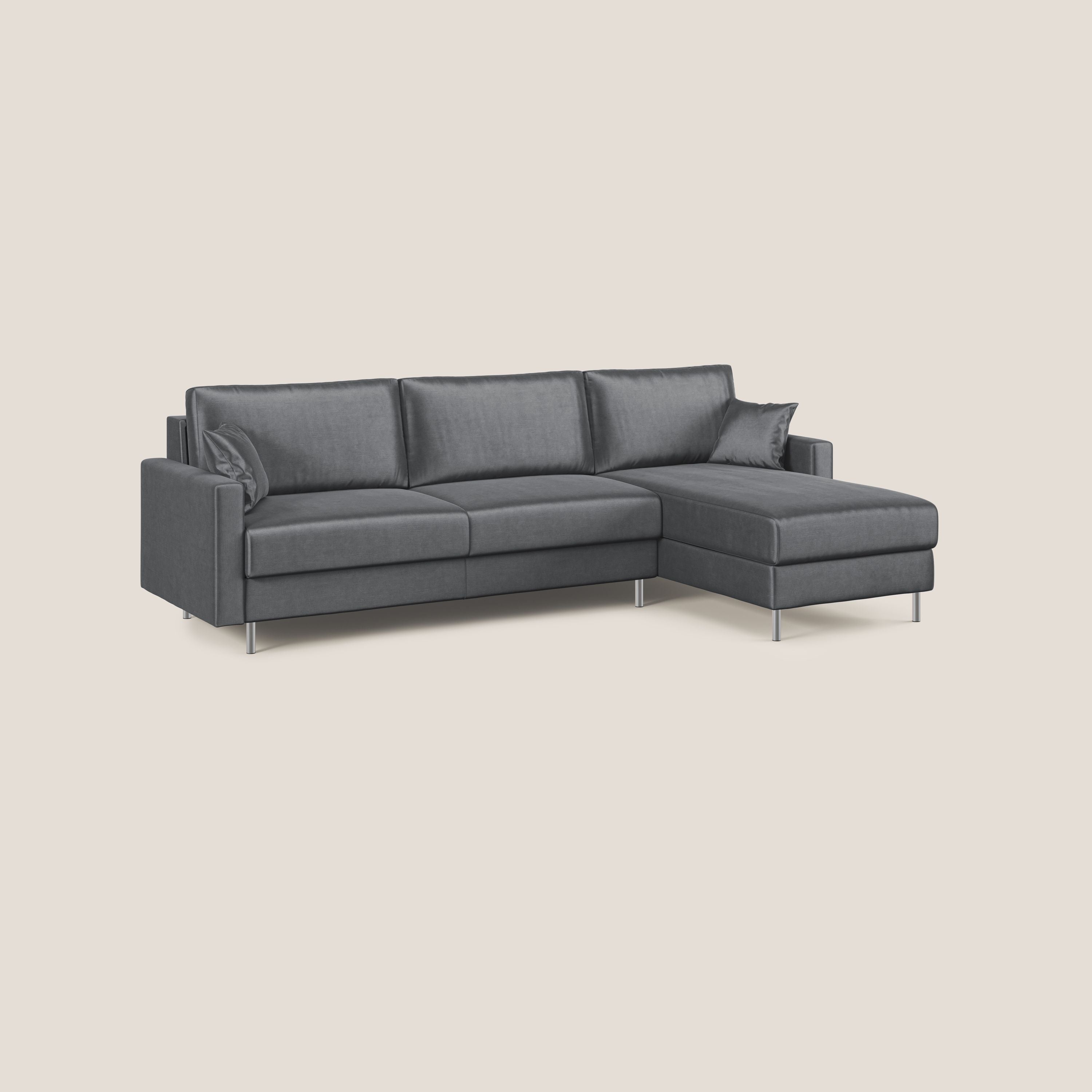 Andromeda divano letto angolare in velluto morbido impermeabile T01 antracite - divani.store