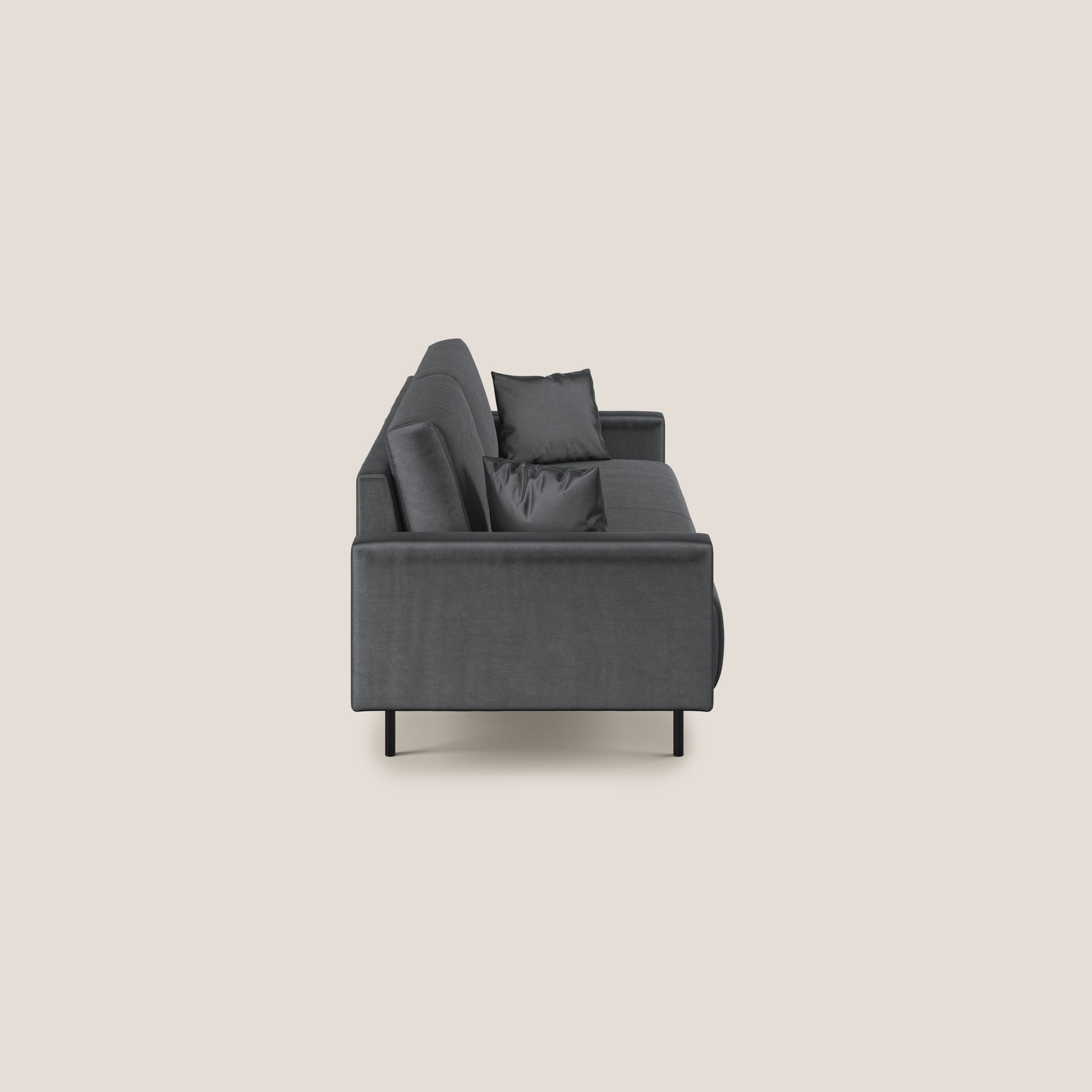 Arthur divano moderno 162 cm in velluto morbido impermeabile T01 ANTRACITE