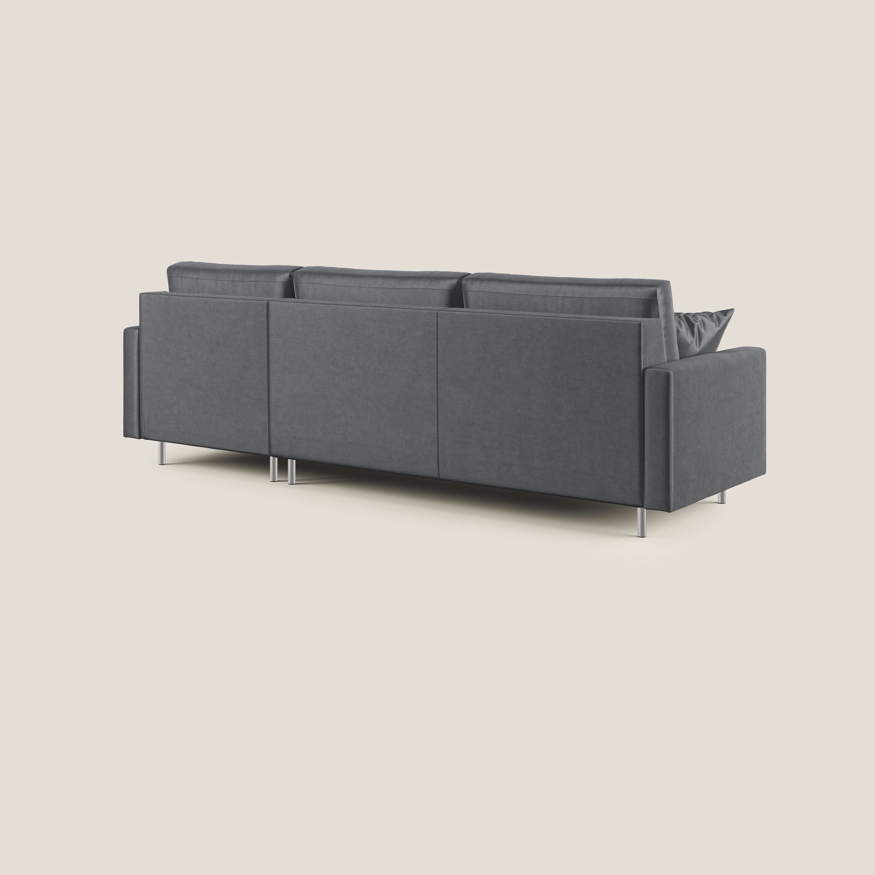 Andromeda divano letto angolare in velluto morbido impermeabile T01 antracite - divani.store
