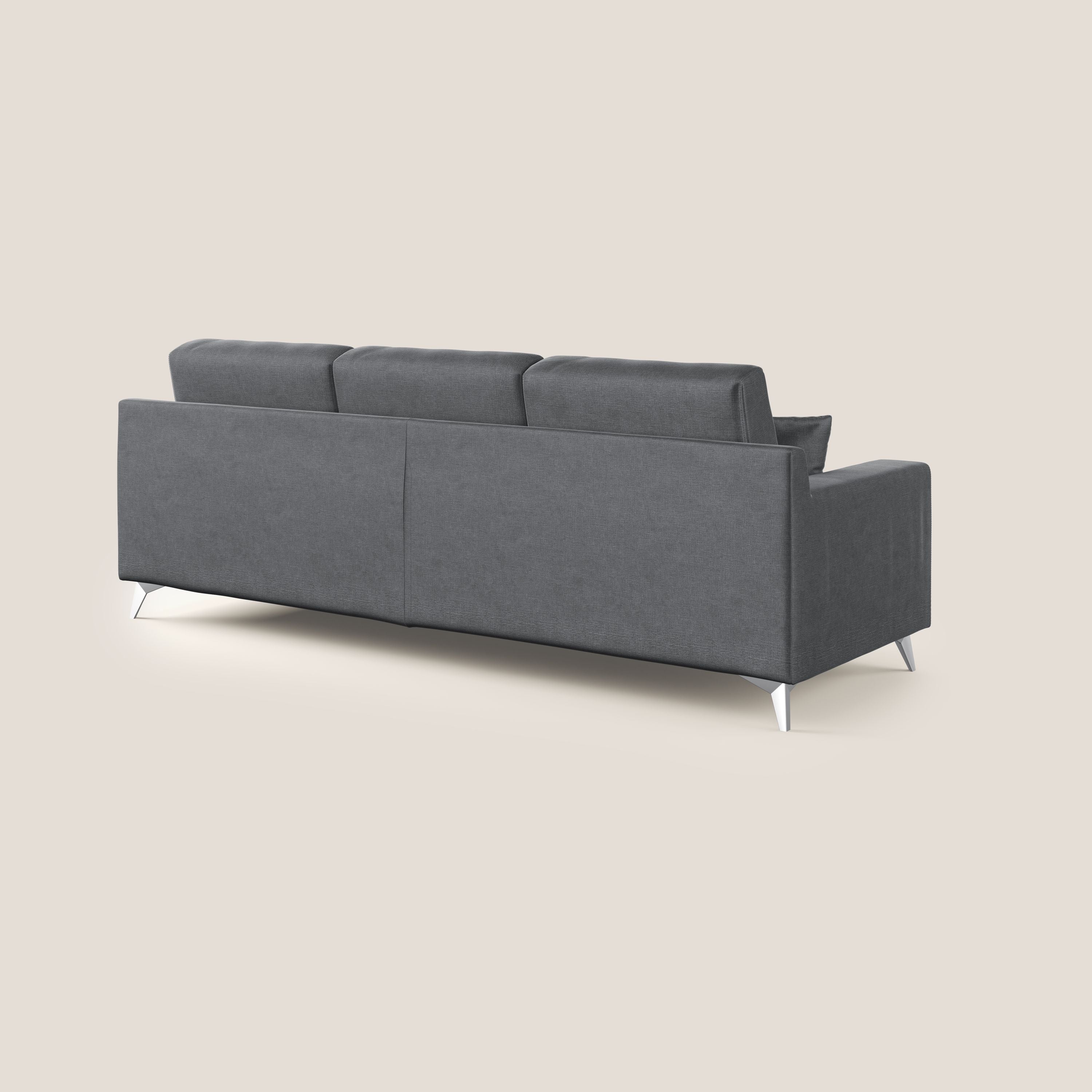Michael divano moderno angolare con penisola in morbido velluto impermeabile T01 antracite - divani.store