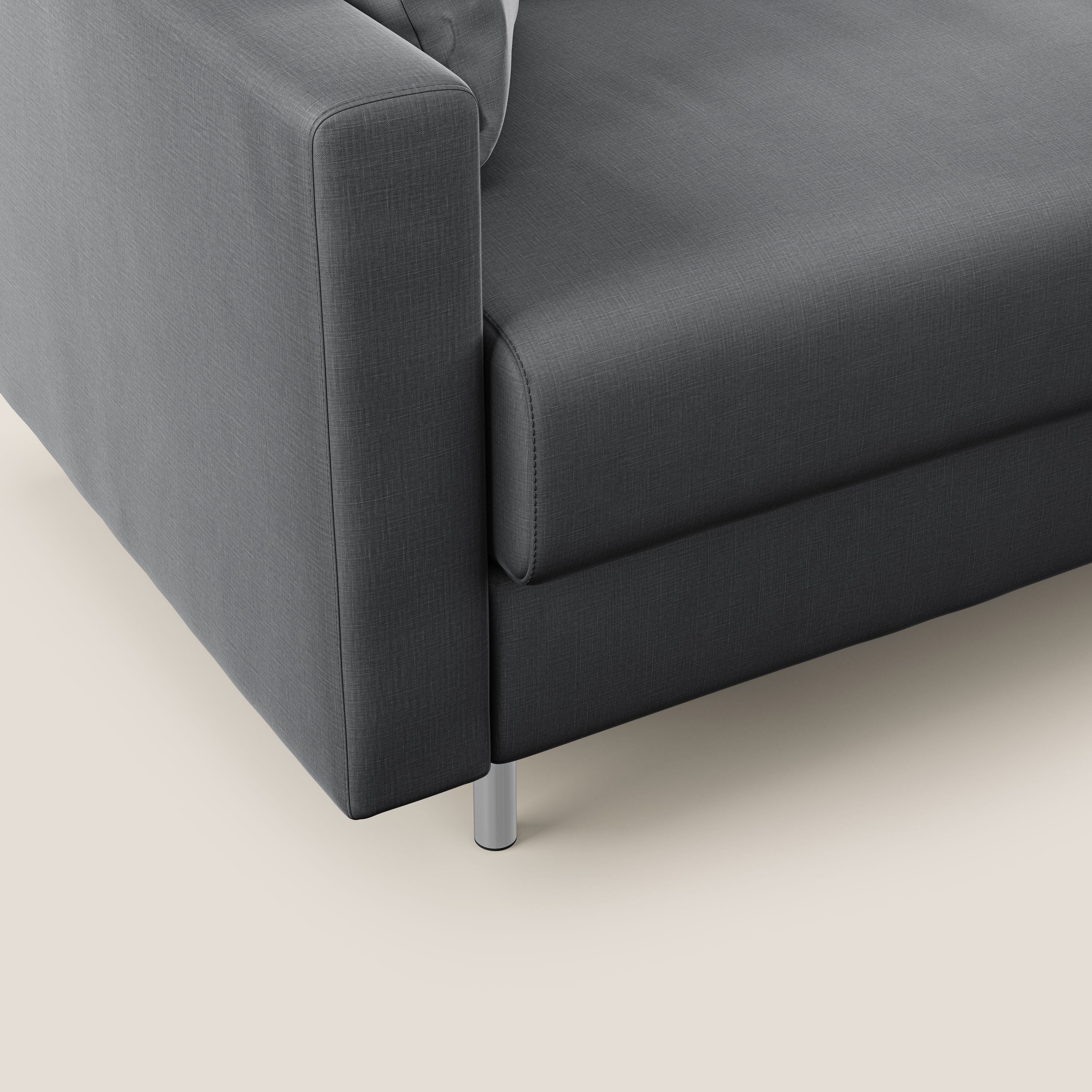 Andromeda divano letto angolare in velluto morbido impermeabile T01 antracite - divani.store